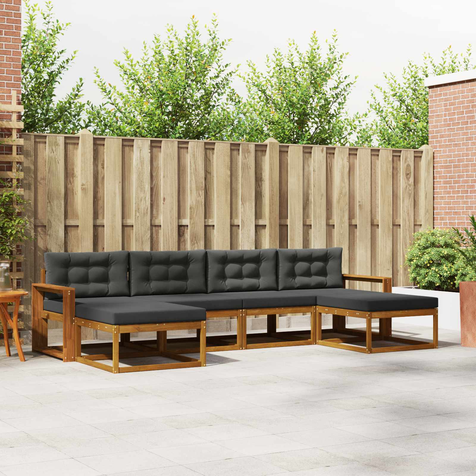 Outdoor-Sofagarnitur 6 stk. Natur und Anthrazit