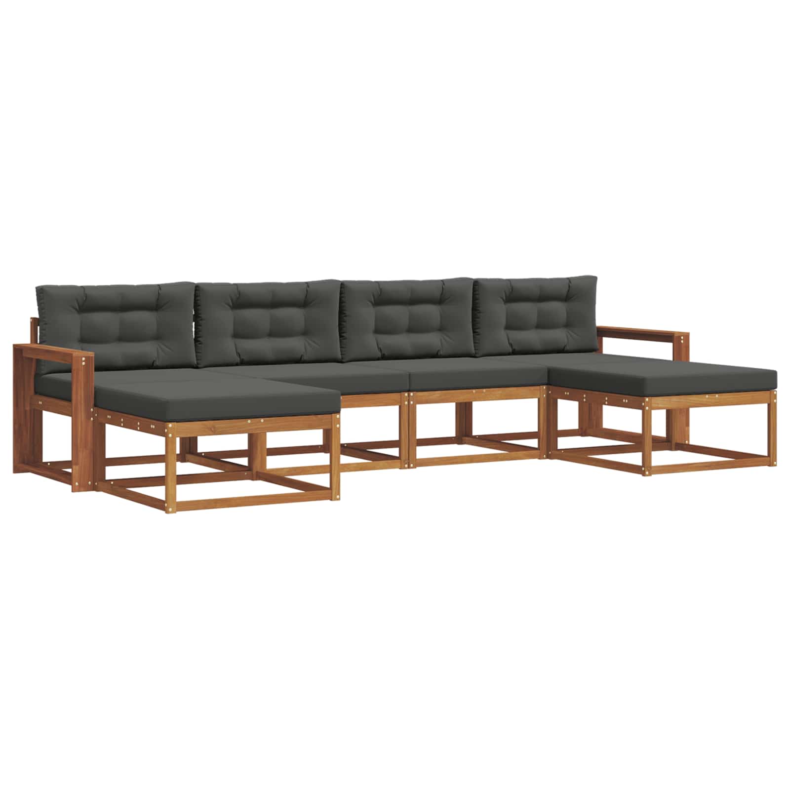 Outdoor-Sofagarnitur 6 stk. Natur und Anthrazit