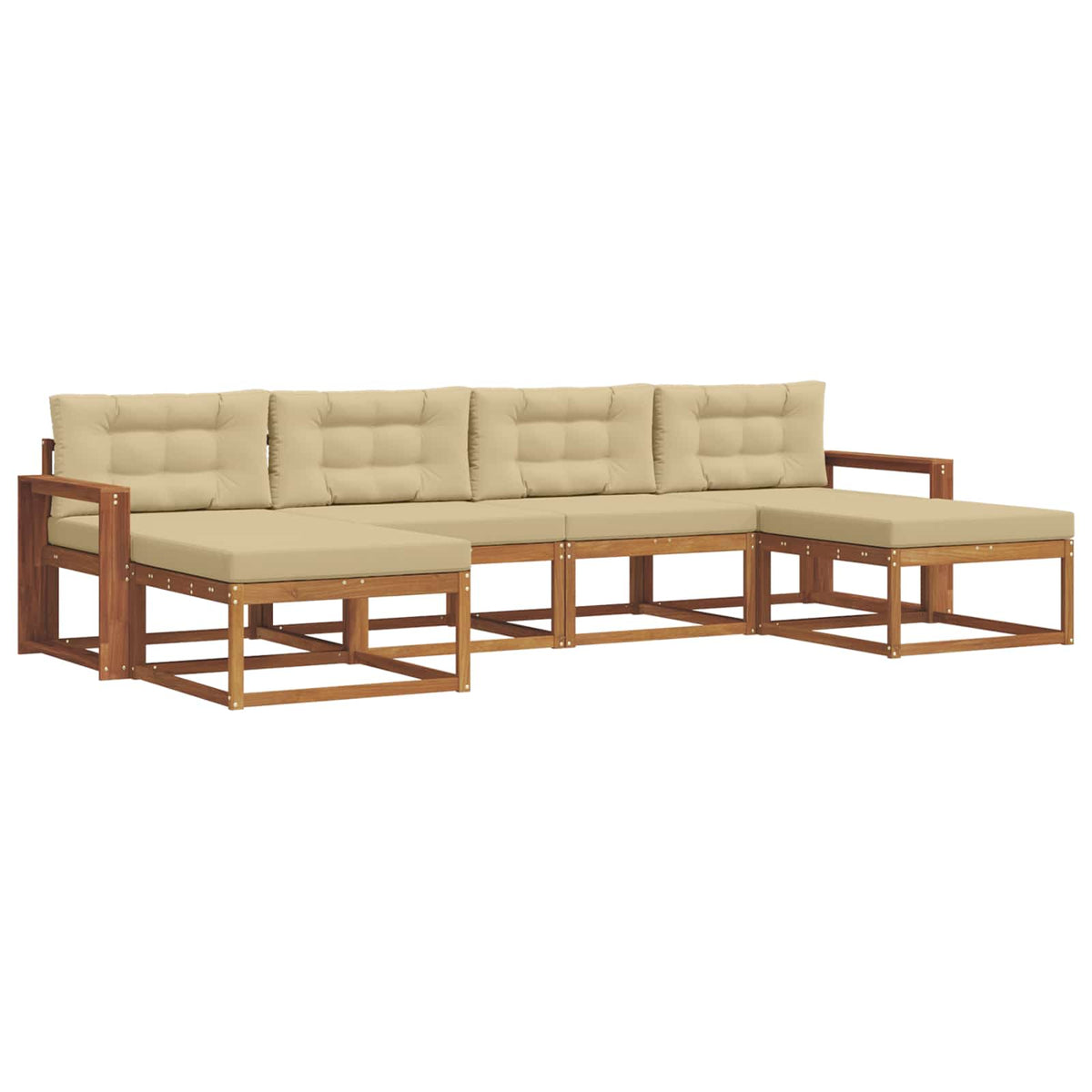 Outdoor-Sofagarnitur 6 stk. Natur und Beige