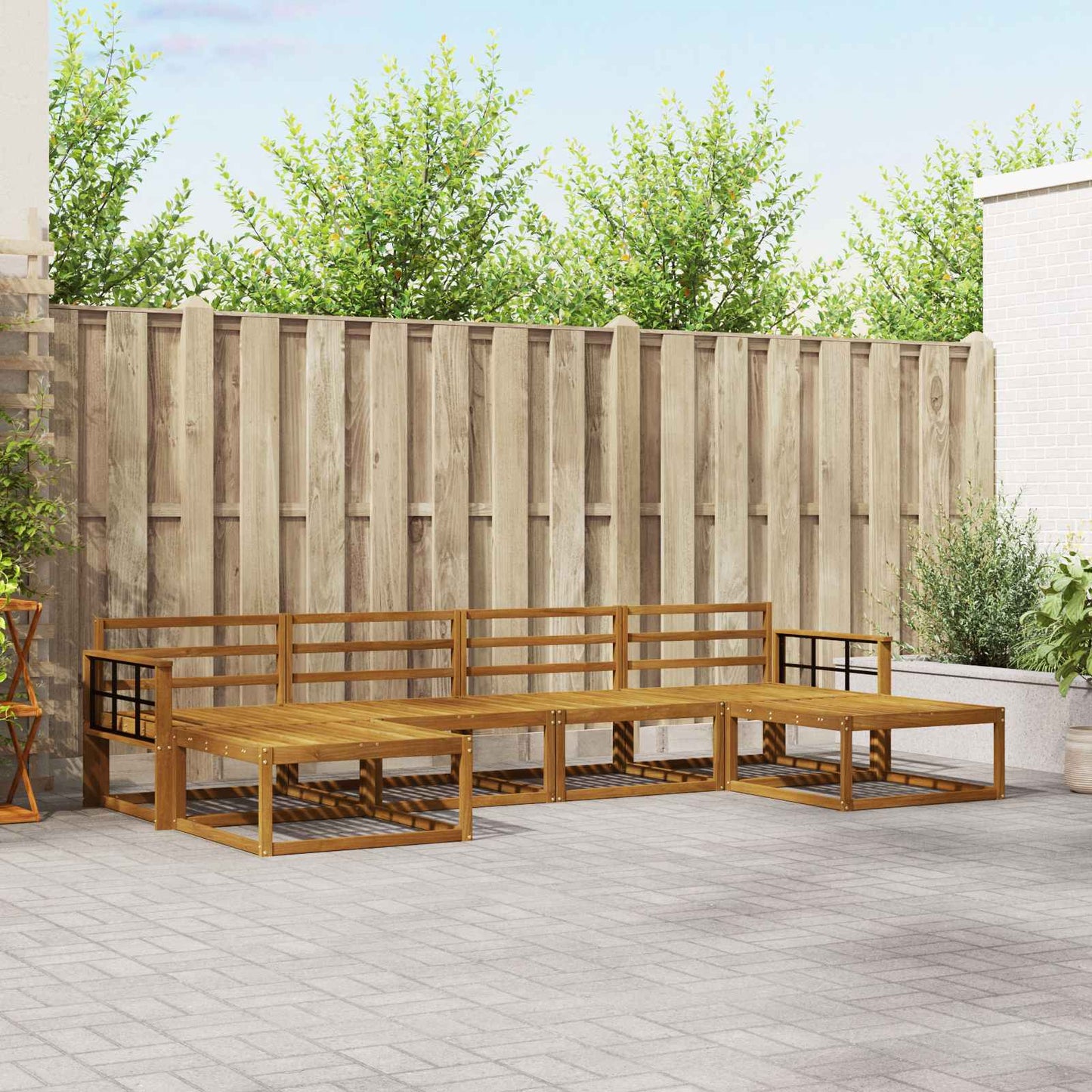 Outdoor-Sofagarnitur 6 stk. Natur Massivholz Akazie