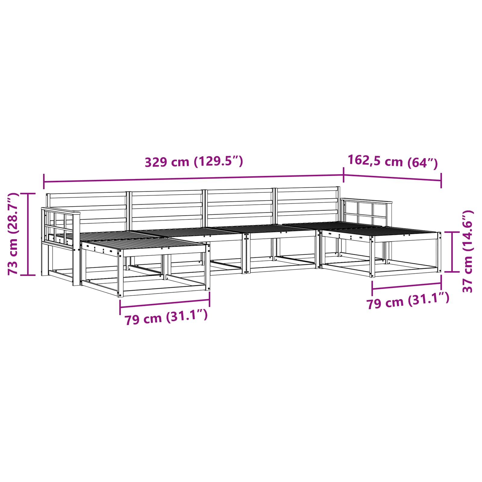 Outdoor-Sofagarnitur 6 stk. Natur Massivholz Akazie