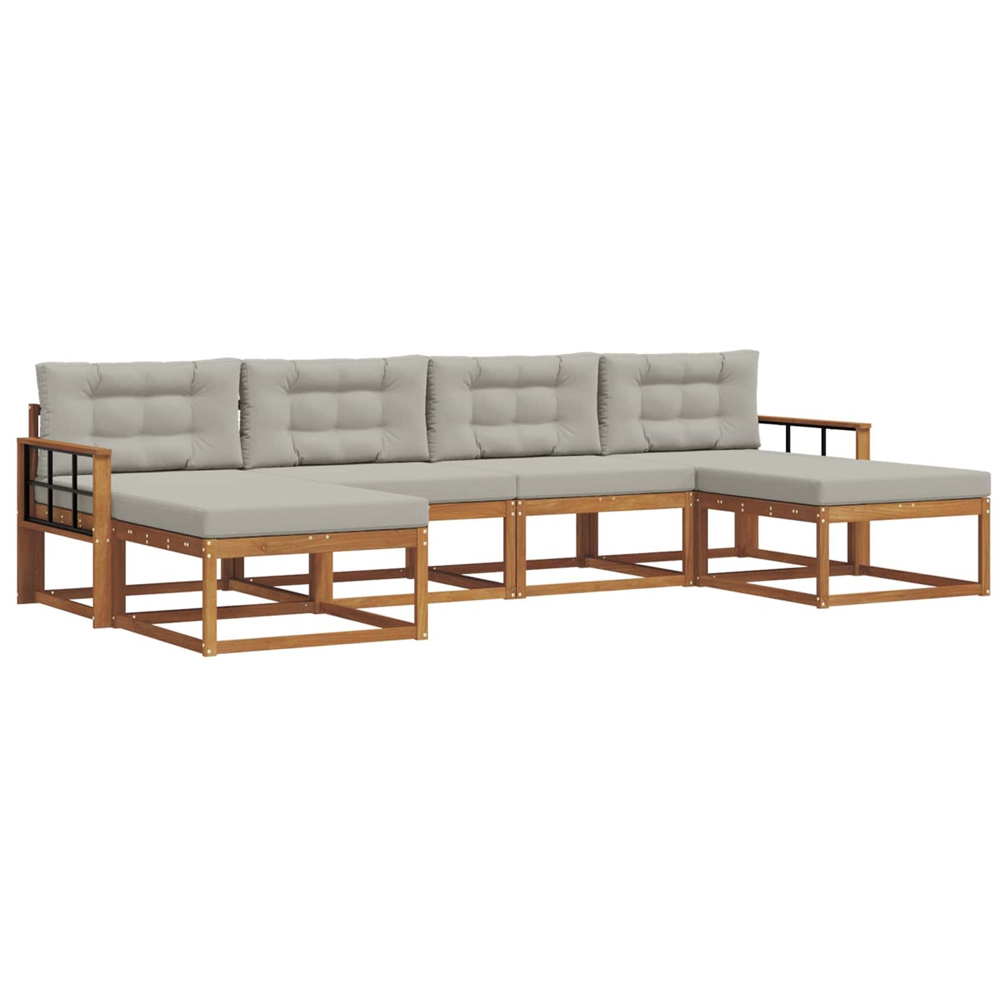 Outdoor-Sofagarnitur mit Kissen 6 pcs Natürlich und Hellgrau