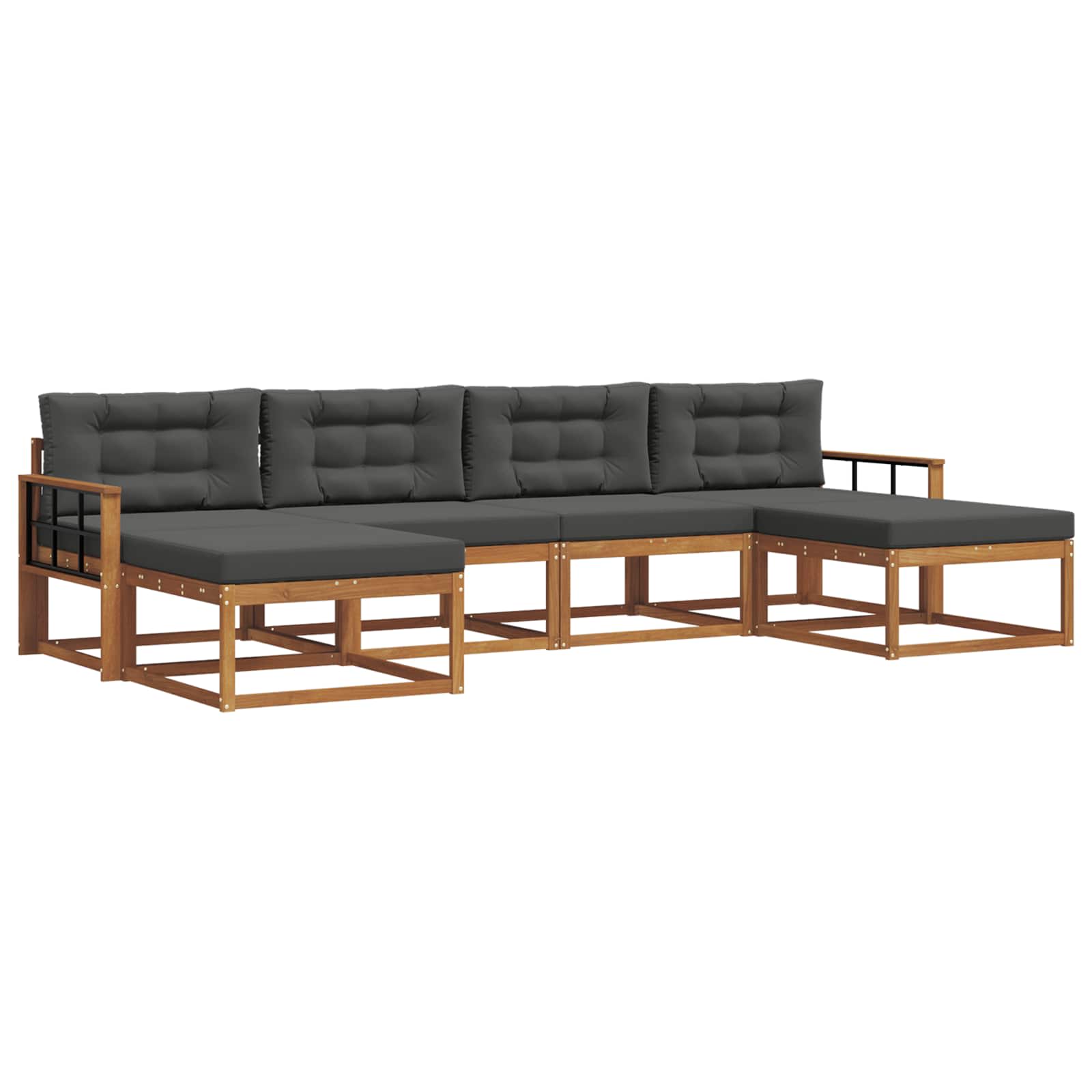 Outdoor-Sofagarnitur mit Kissen 6 pcs Natur und Anthrazit