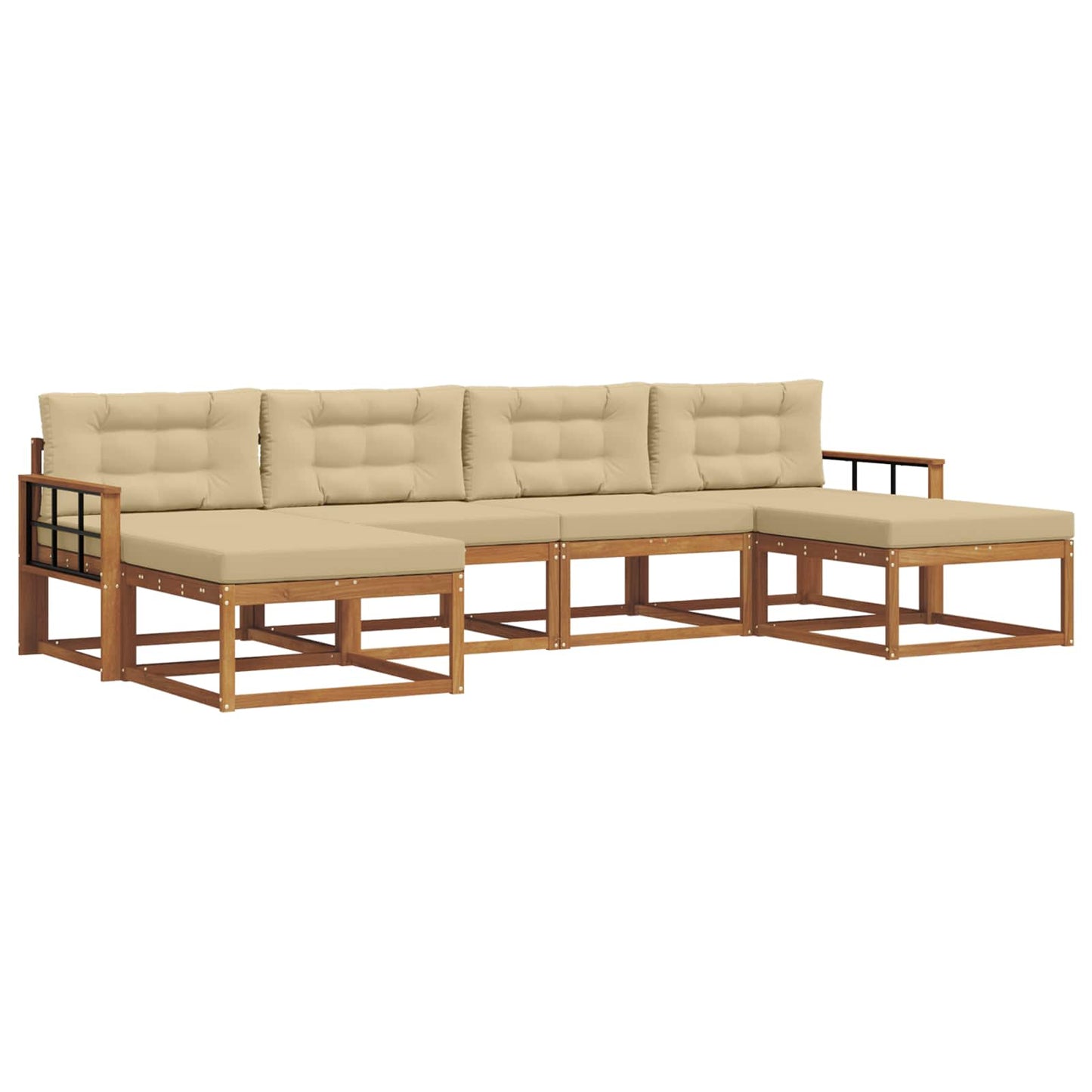 Outdoor-Sofagarnitur 6 stk. Natur und Beige