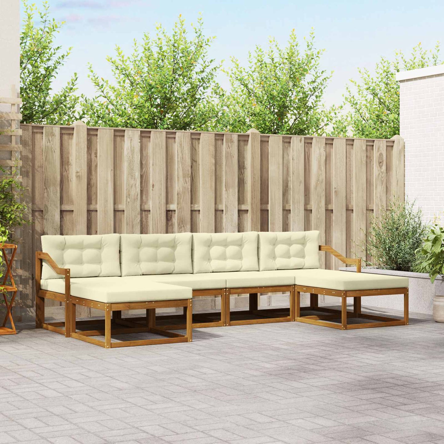 Outdoor-Sofagarnitur 6 stk. Natur und Creme