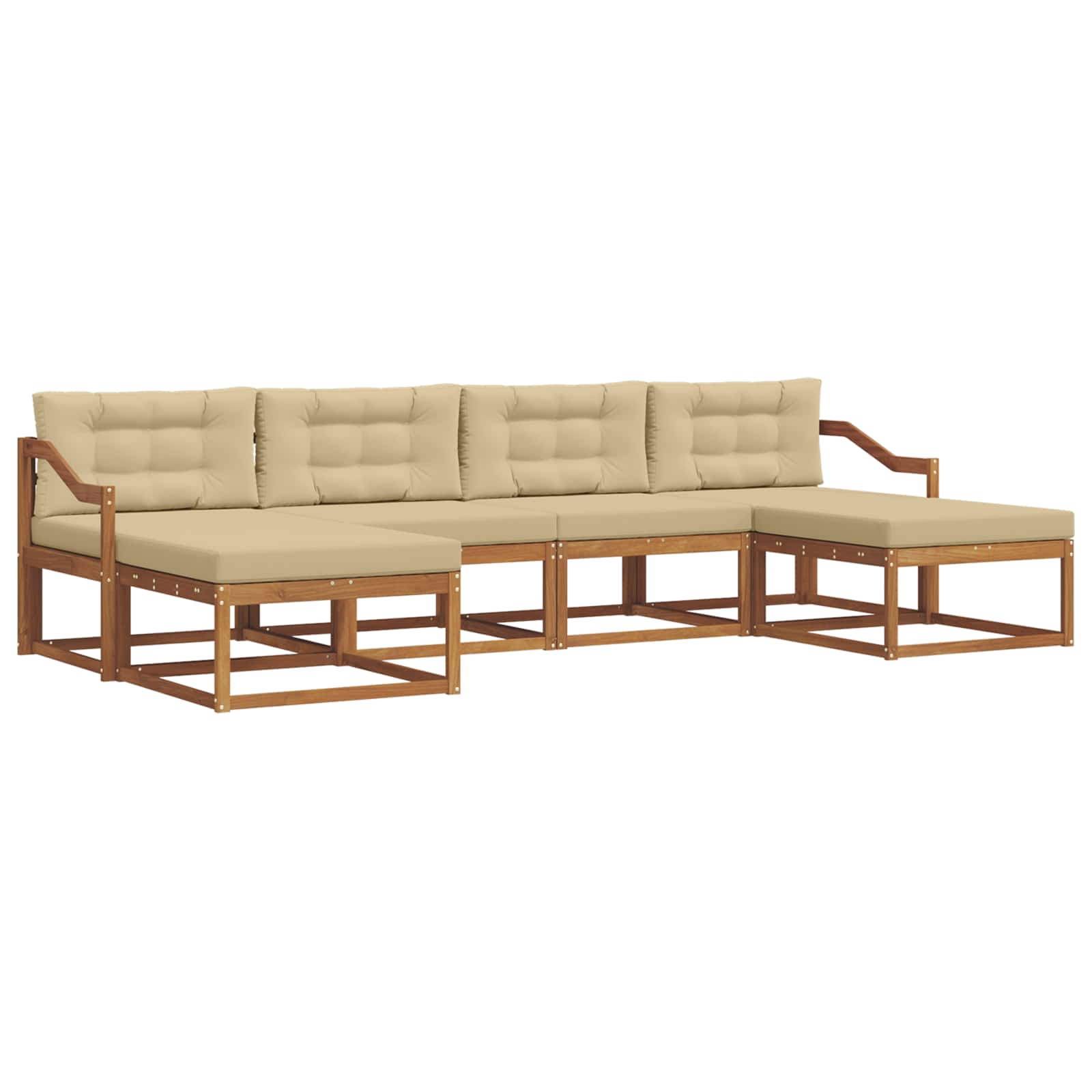 Outdoor-Sofagarnitur mit Kissen 6 pcs Natur und Beige
