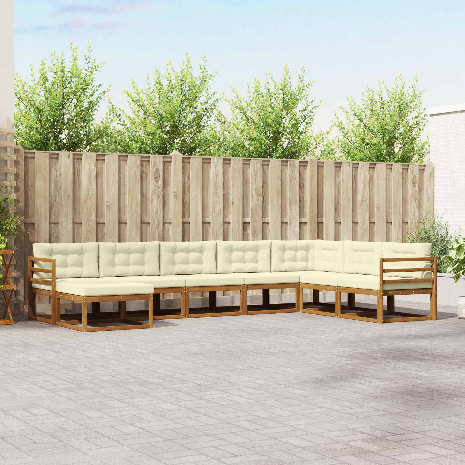 Outdoor-Sofagarnitur mit Kissen 8 pcs Natur und Creme