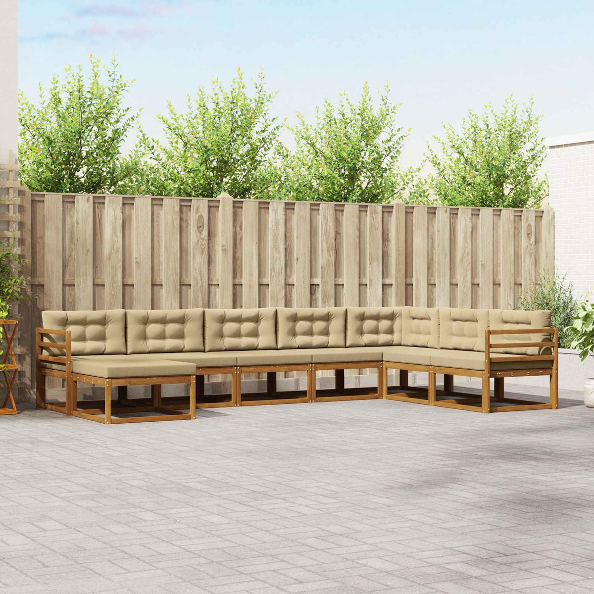 Outdoor-Sofagarnitur 8 stk. Natur und Beige