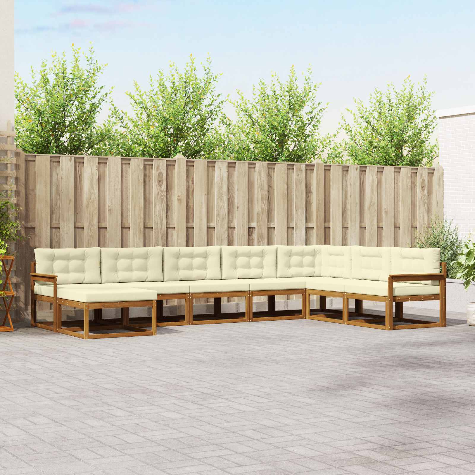 Outdoor-Sofagarnitur mit Kissen 8 pcs Natur und Creme