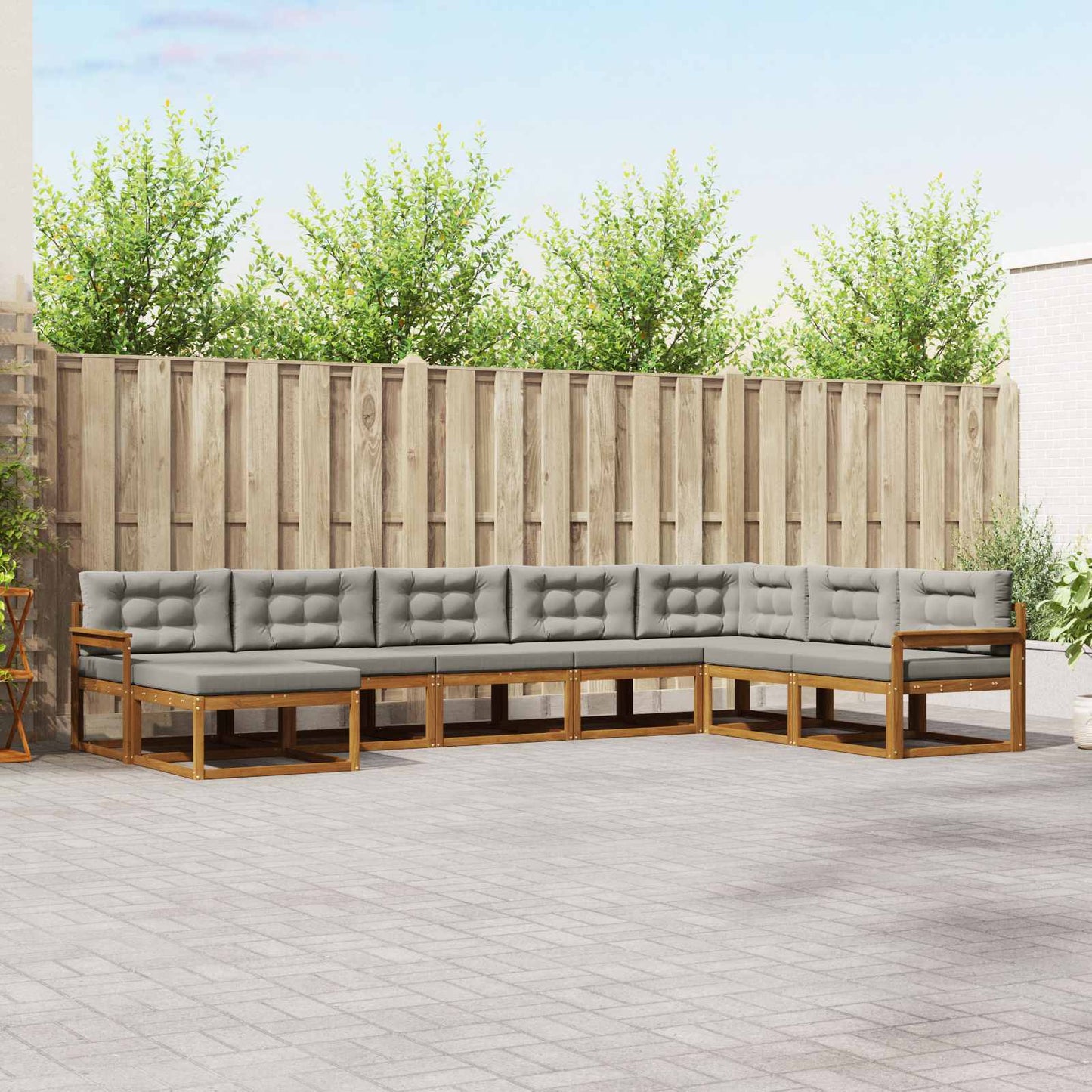 Outdoor-Sofagarnitur mit Kissen 8 pcs Natürlich und Hellgrau