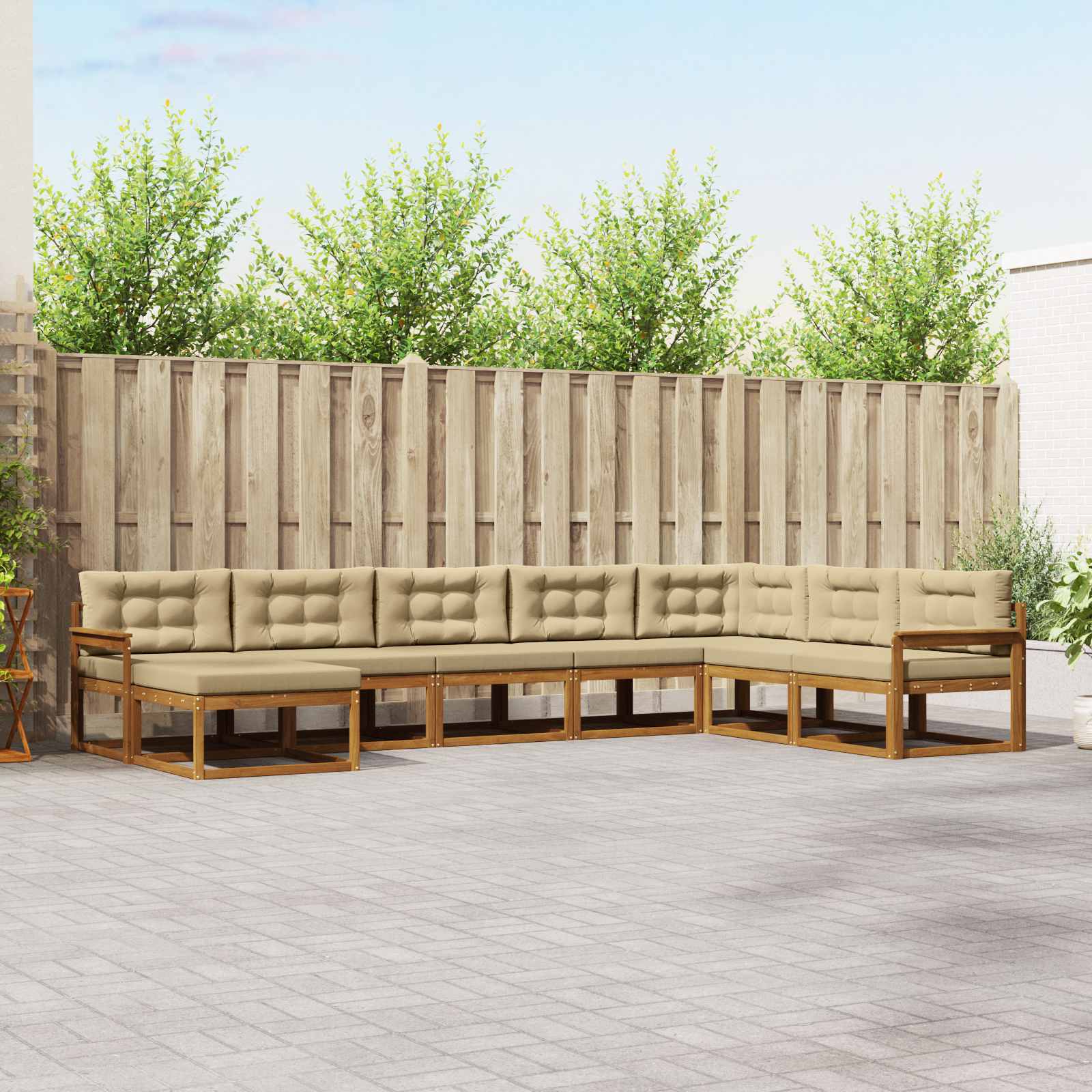 Outdoor-Sofagarnitur 8 stk. Natur und Beige