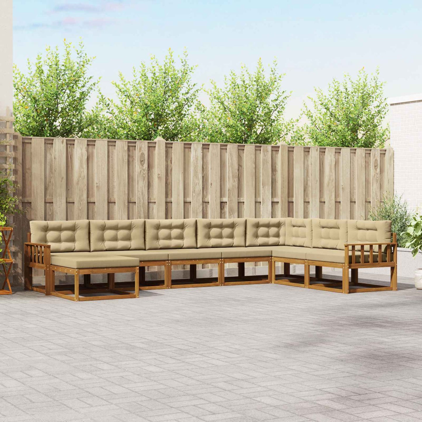 Outdoor-Sofagarnitur 8 stk. Natur und Beige