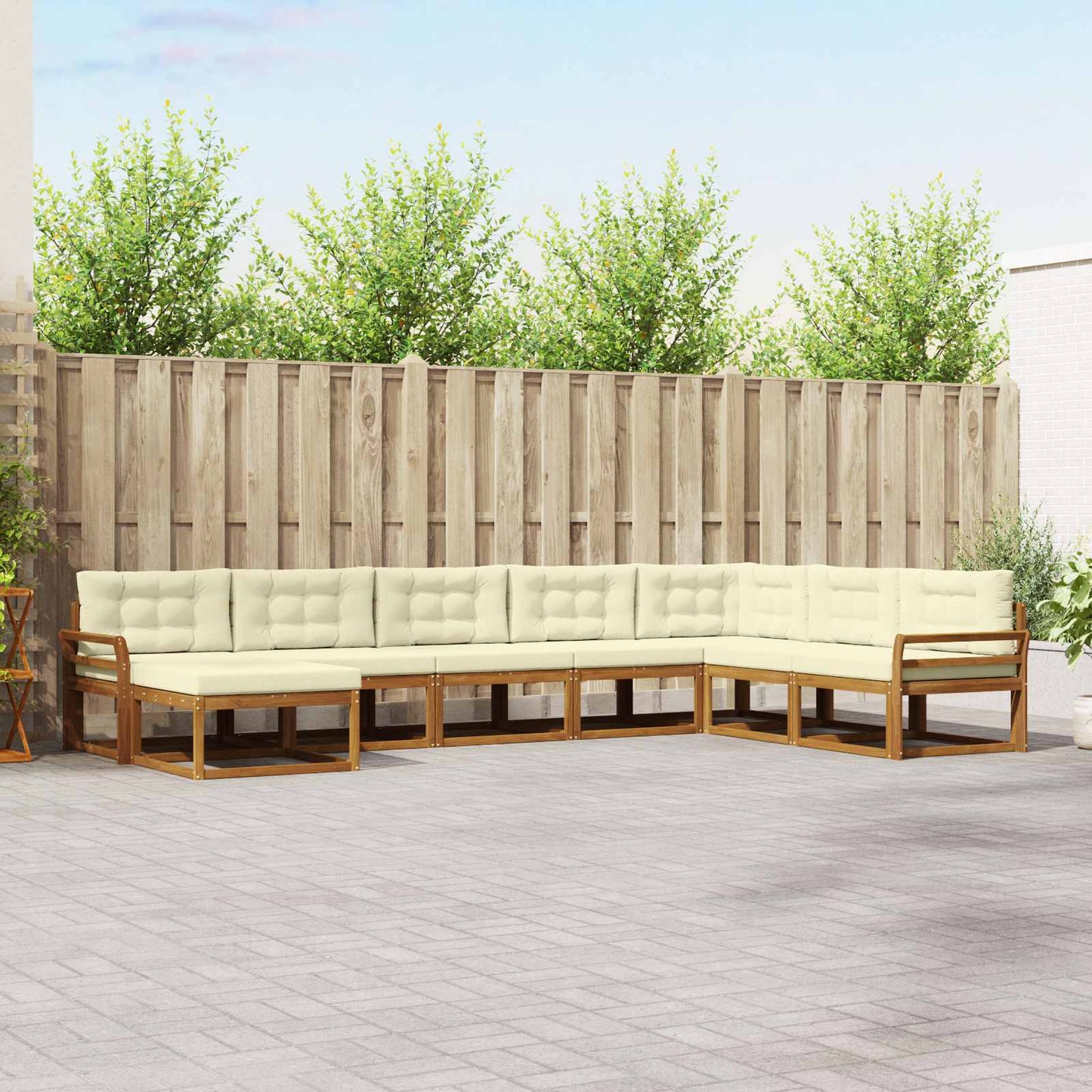 Outdoor-Sofagarnitur mit Kissen 8 pcs Natur und Creme