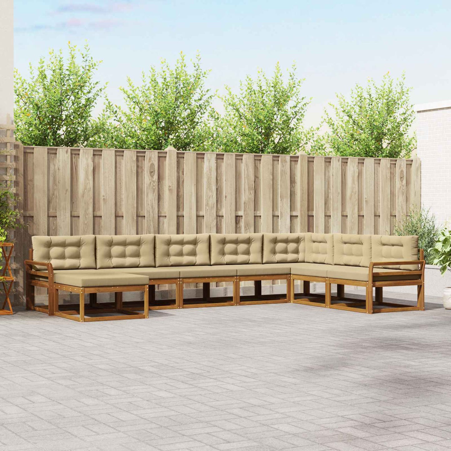 Outdoor-Sofagarnitur 8 stk. Natur und Beige