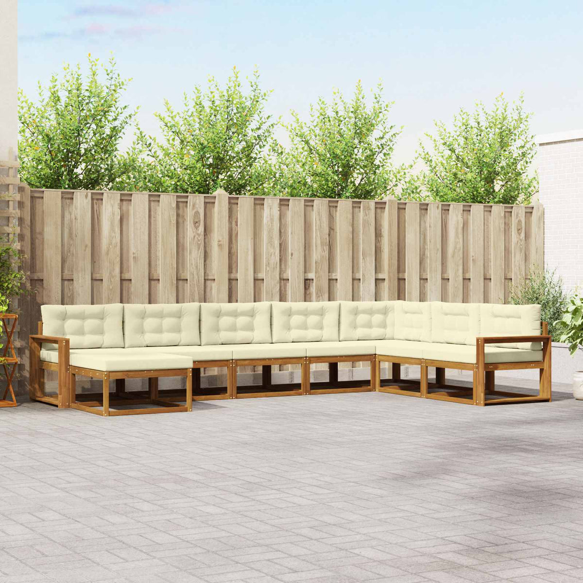 Outdoor-Sofagarnitur 8 stk. Natur und Creme