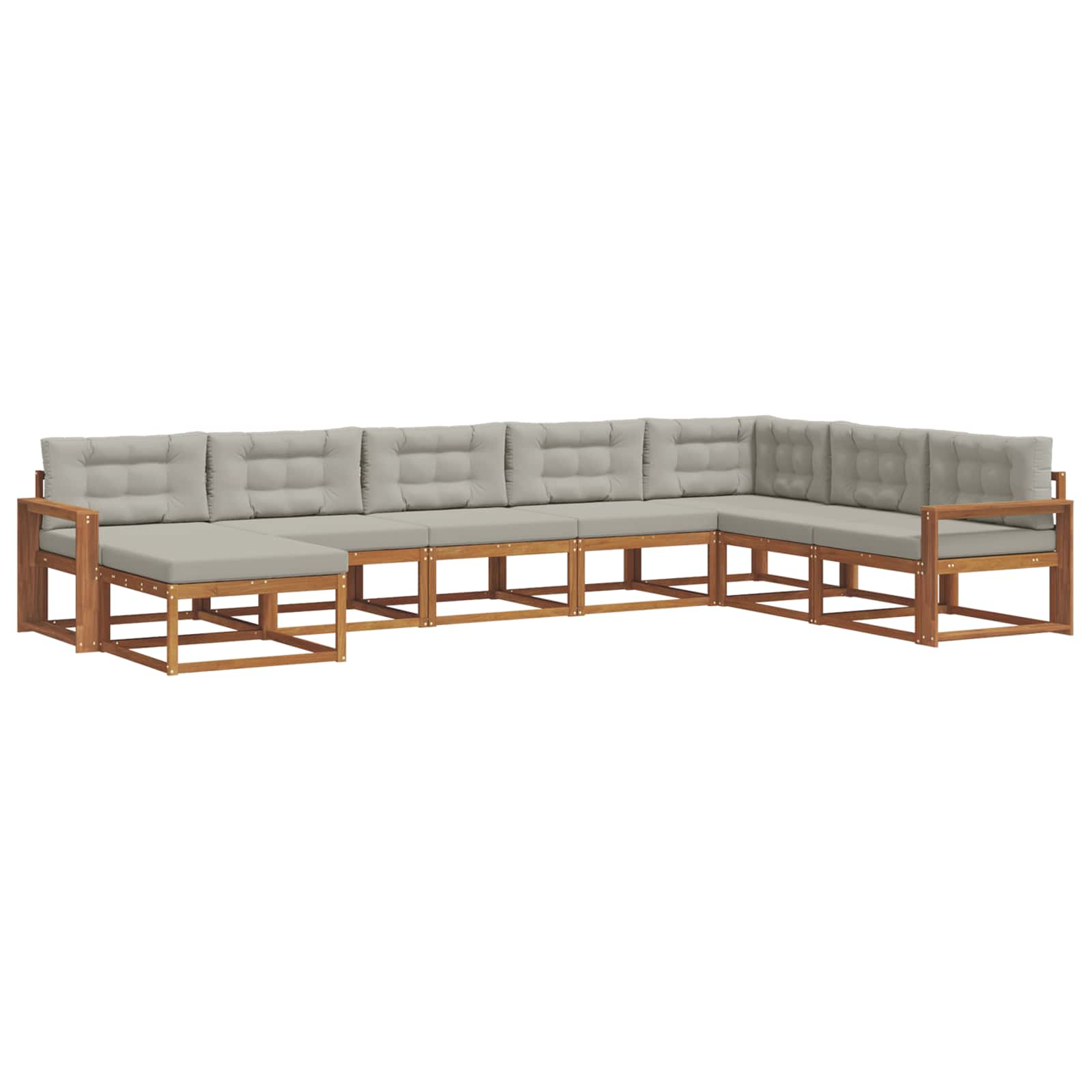 Outdoor-Sofagarnitur mit Kissen 8 pcs Natürlich und Hellgrau