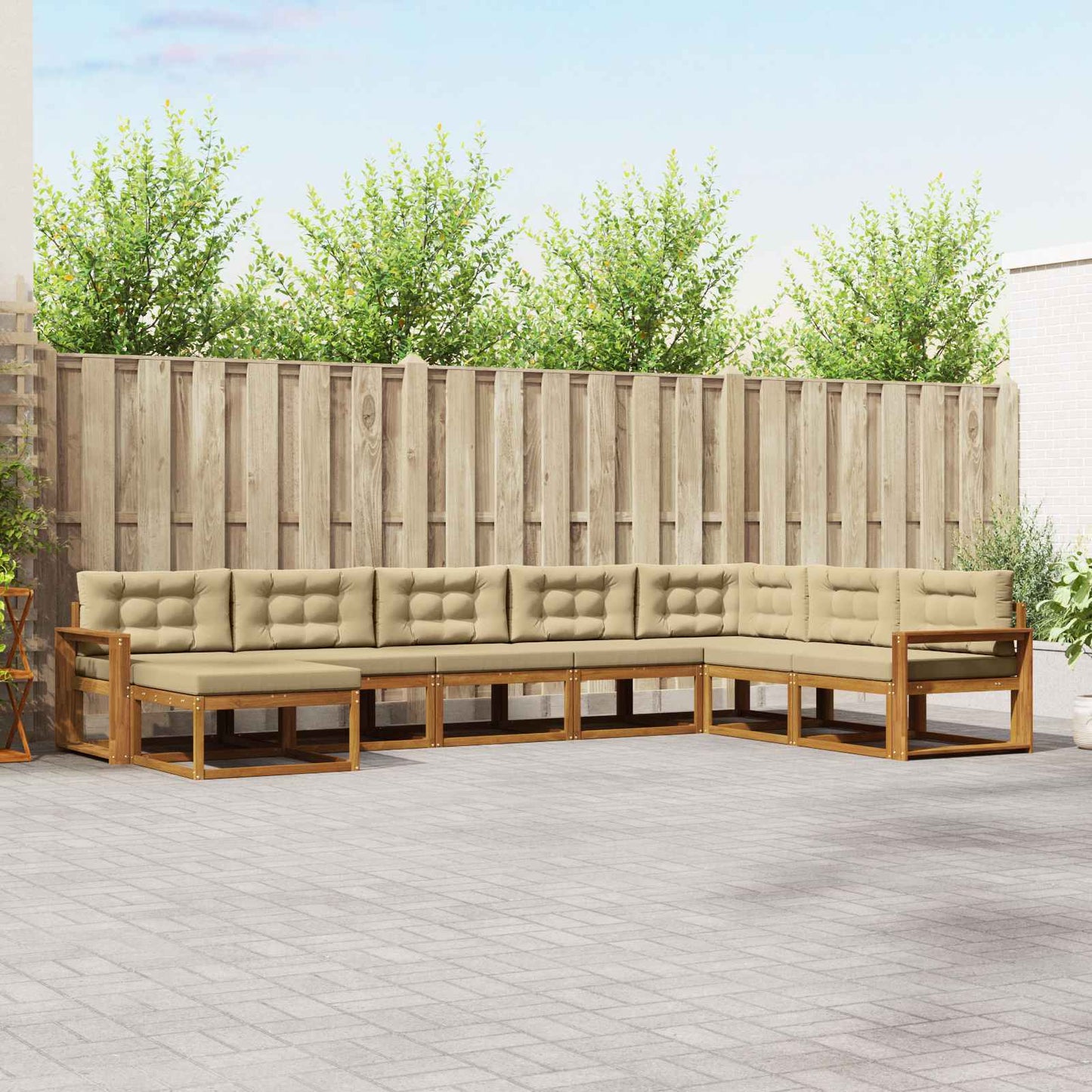 Outdoor-Sofagarnitur 8 stk. Natur und Beige