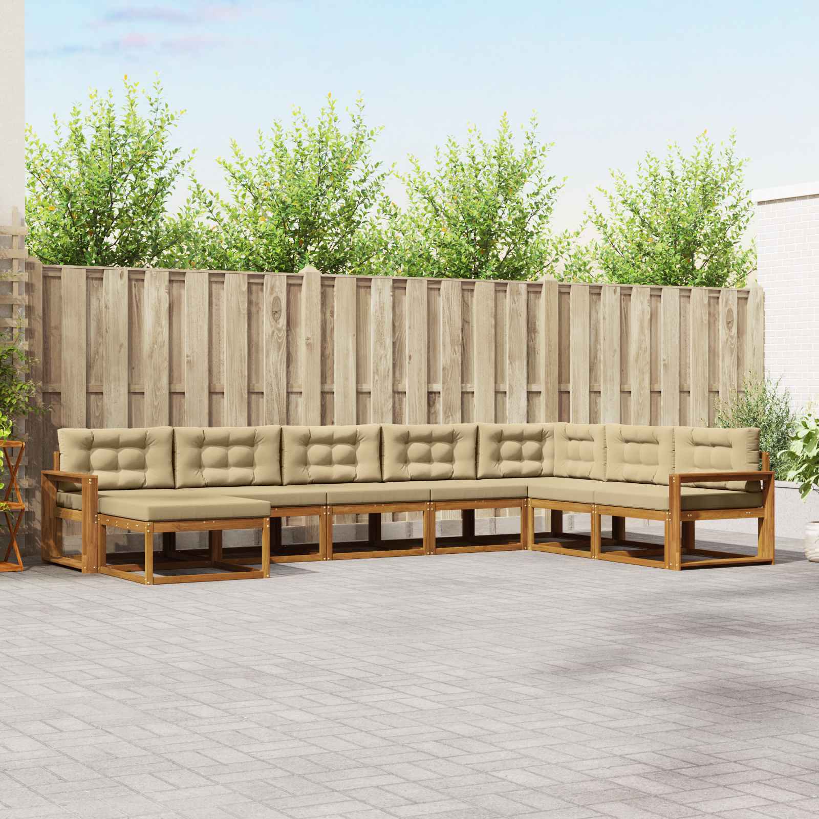 Outdoor-Sofagarnitur 8 stk. Natur und Beige
