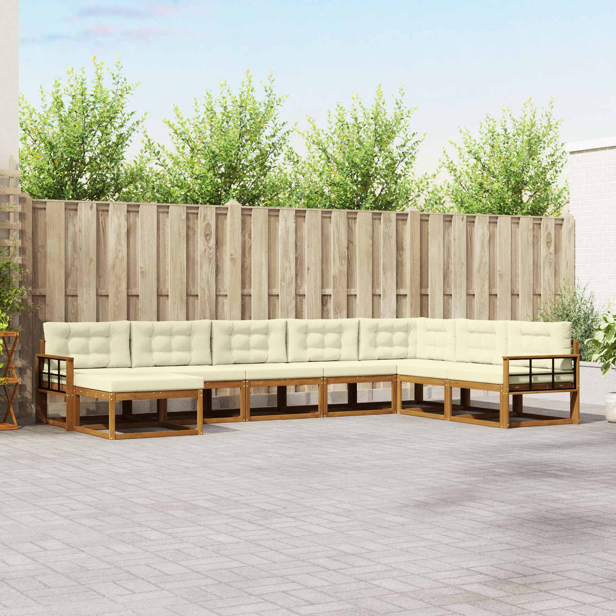 Outdoor-Sofagarnitur 8 stk. Natur und Creme