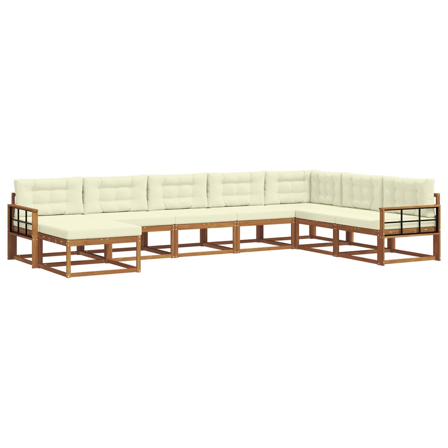 Outdoor-Sofagarnitur mit Kissen 8 pcs Natur und Creme