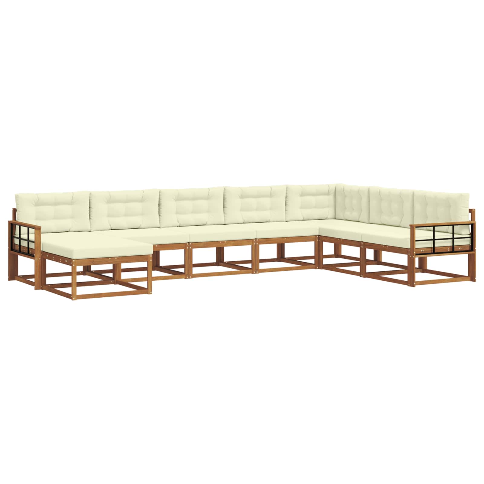 Outdoor-Sofagarnitur mit Kissen 8 pcs Natur und Creme