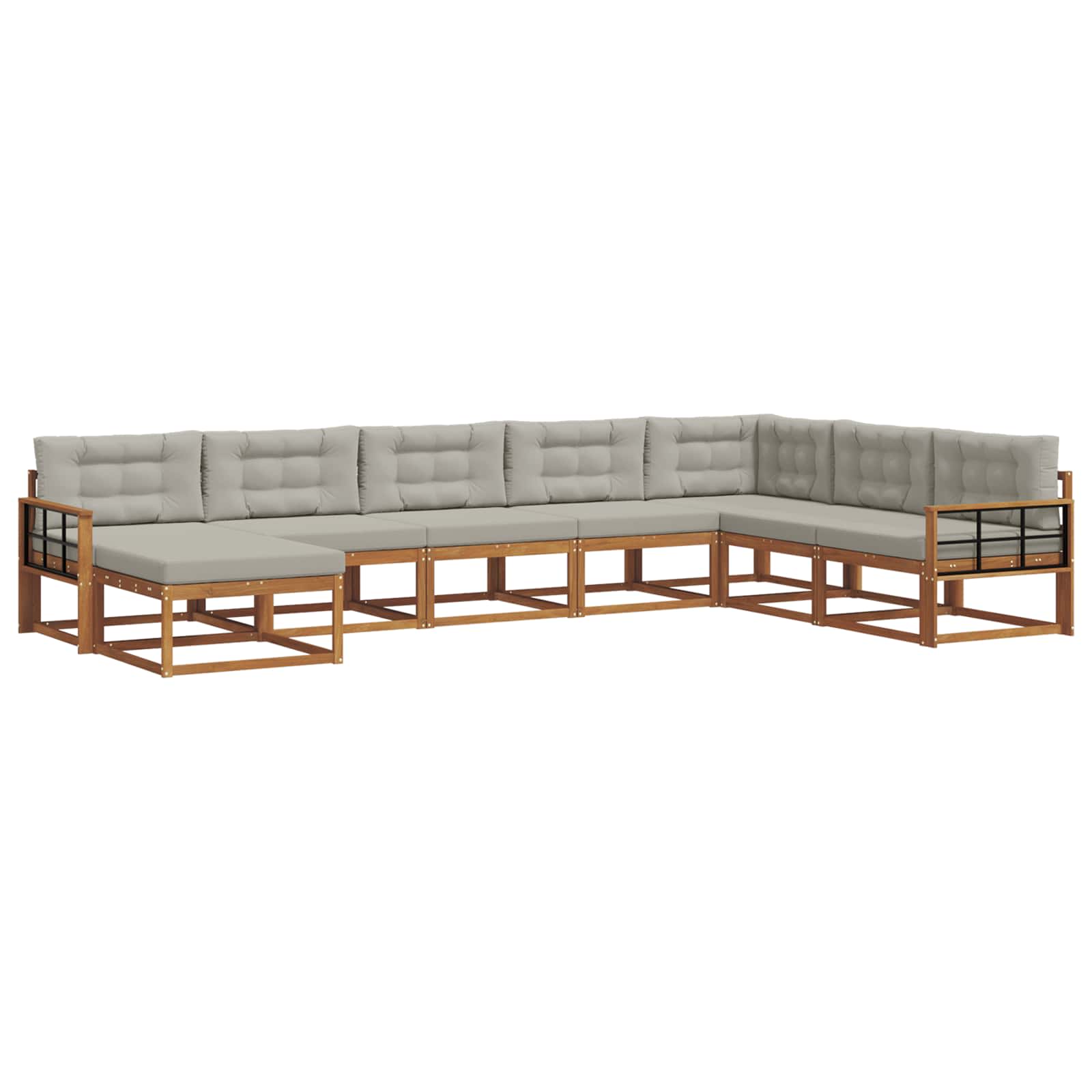 Outdoor-Sofagarnitur mit Kissen 8 pcs Natürlich und Hellgrau
