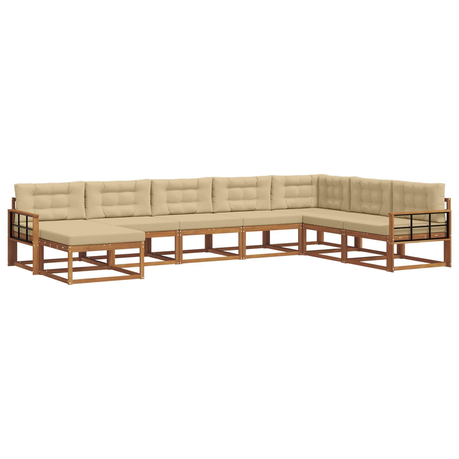 Outdoor-Sofagarnitur mit Kissen 8 pcs Natur und Beige