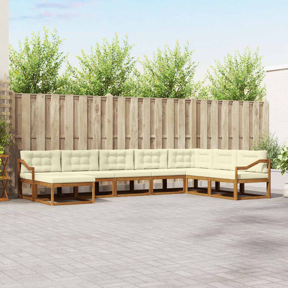 Outdoor-Sofagarnitur 8 stk. Natur und Creme