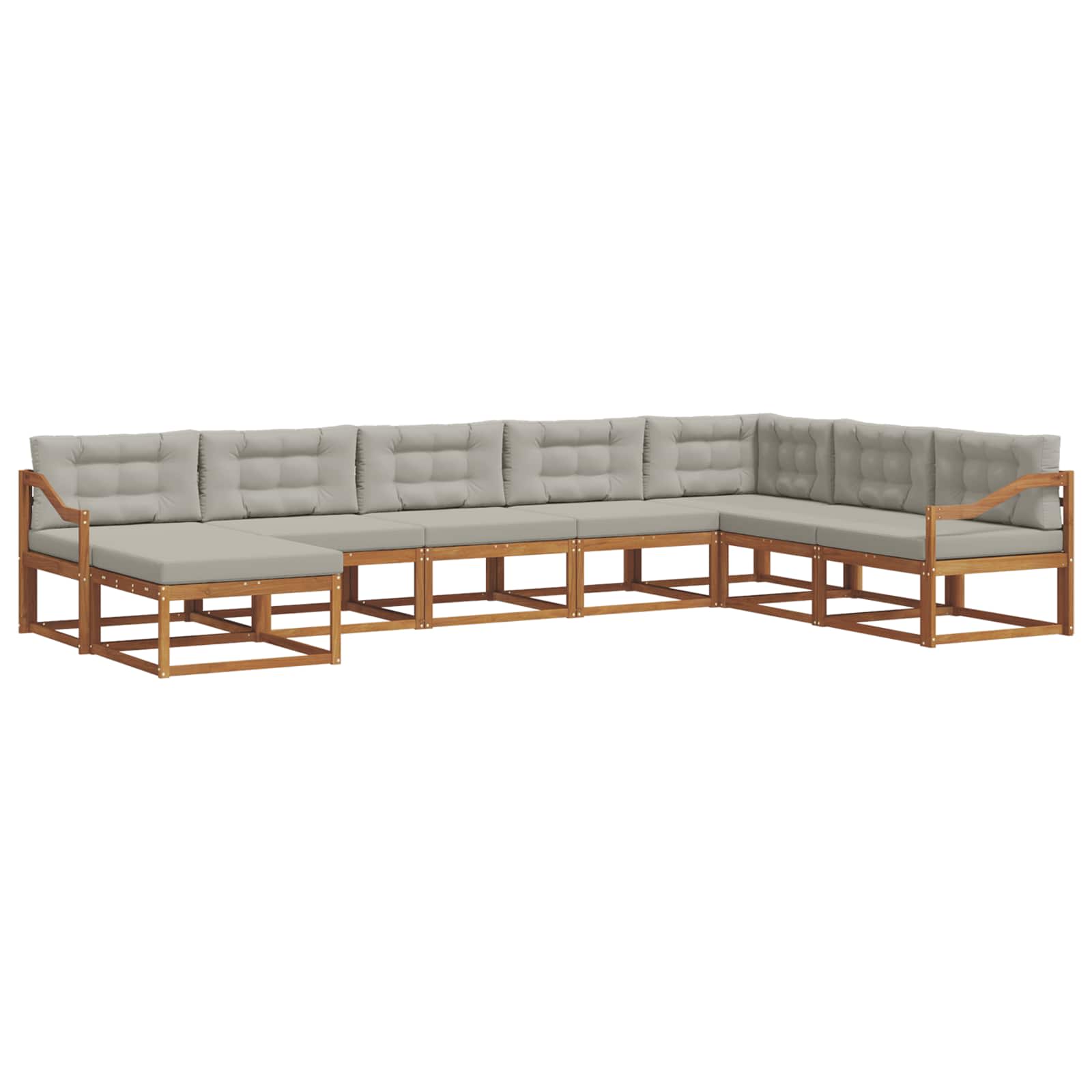 Outdoor-Sofagarnitur mit Kissen 8 pcs Natürlich und Hellgrau