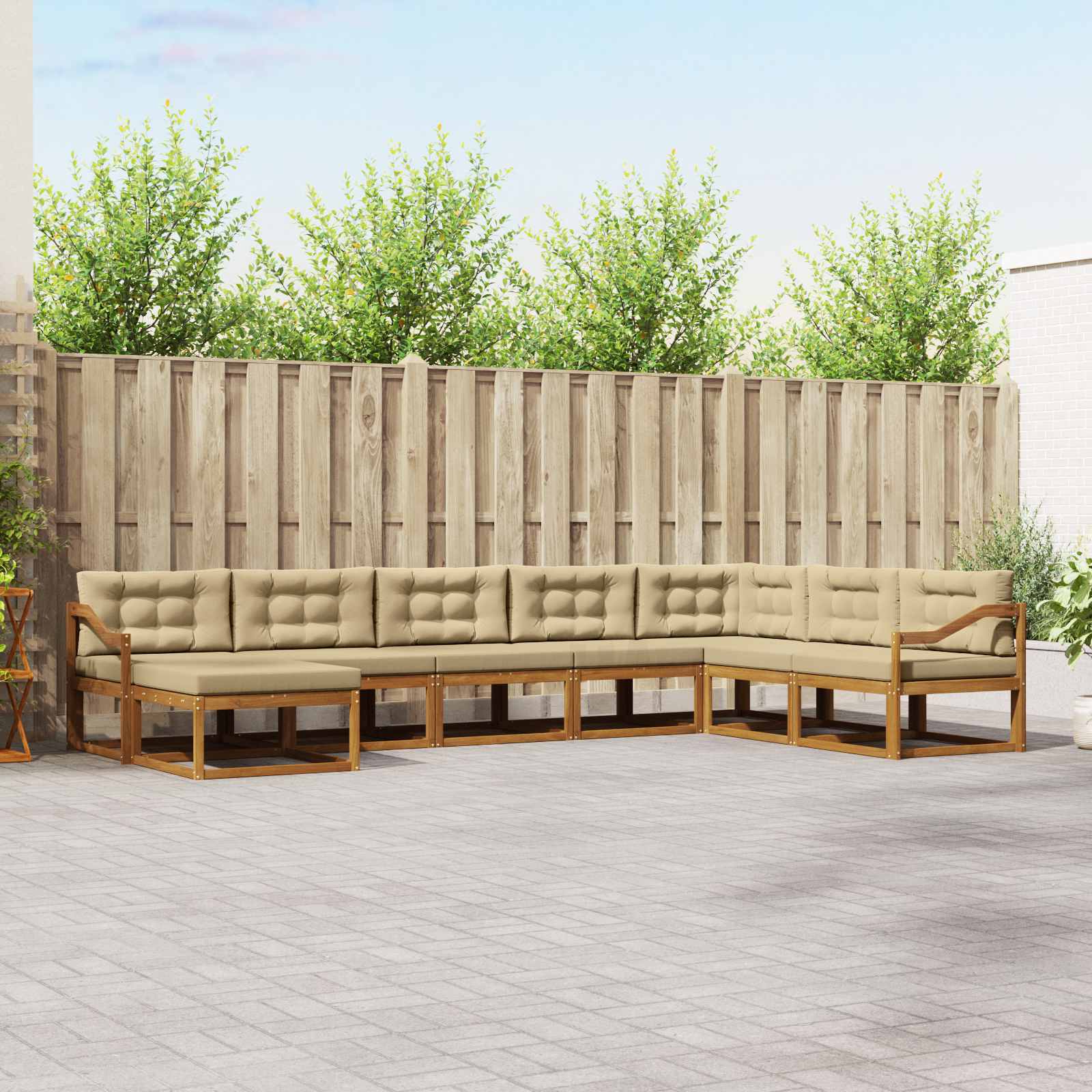 Outdoor-Sofagarnitur 8 stk. Natur und Beige