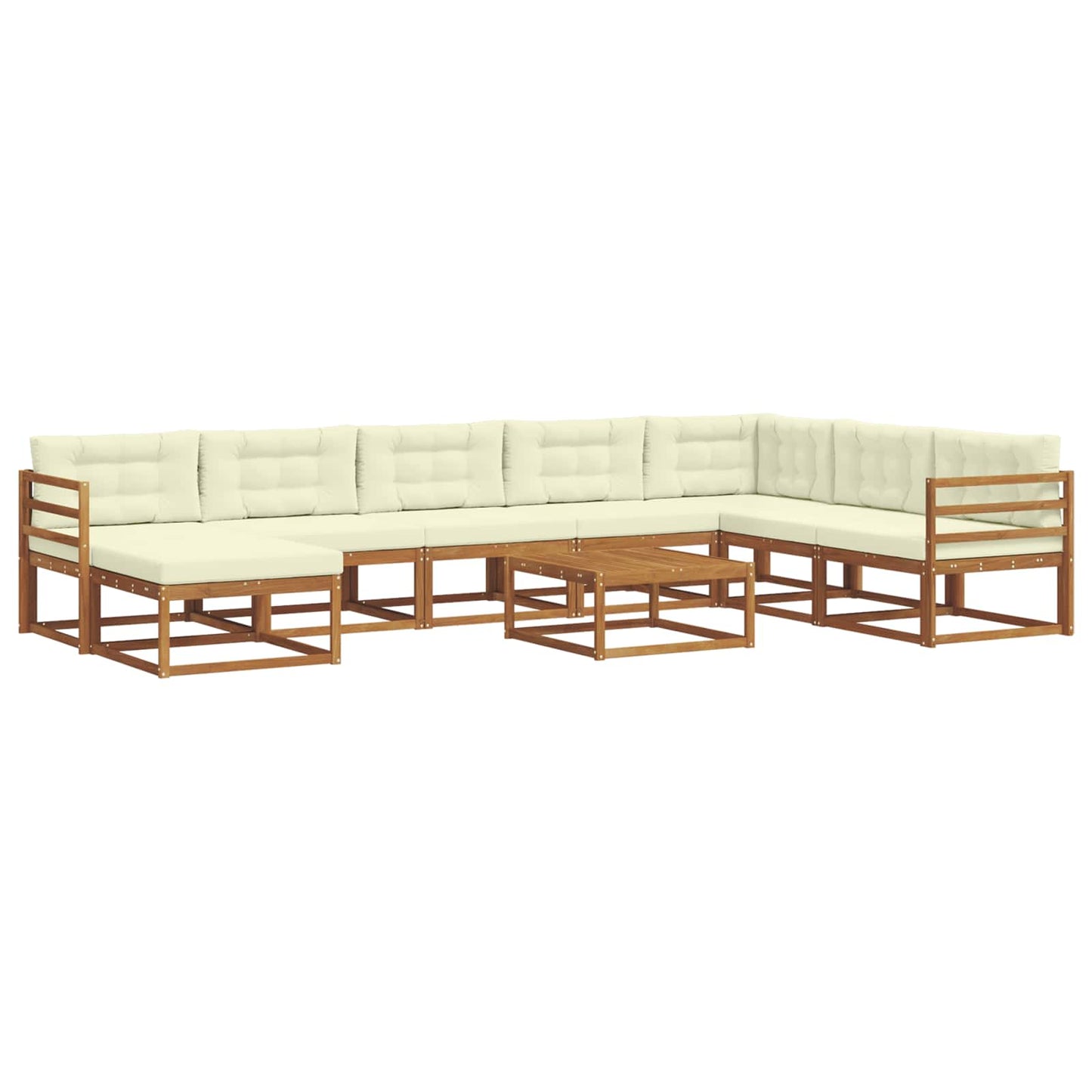 Outdoor-Sofagarnitur mit Kissen 9 pcs Natur und Creme
