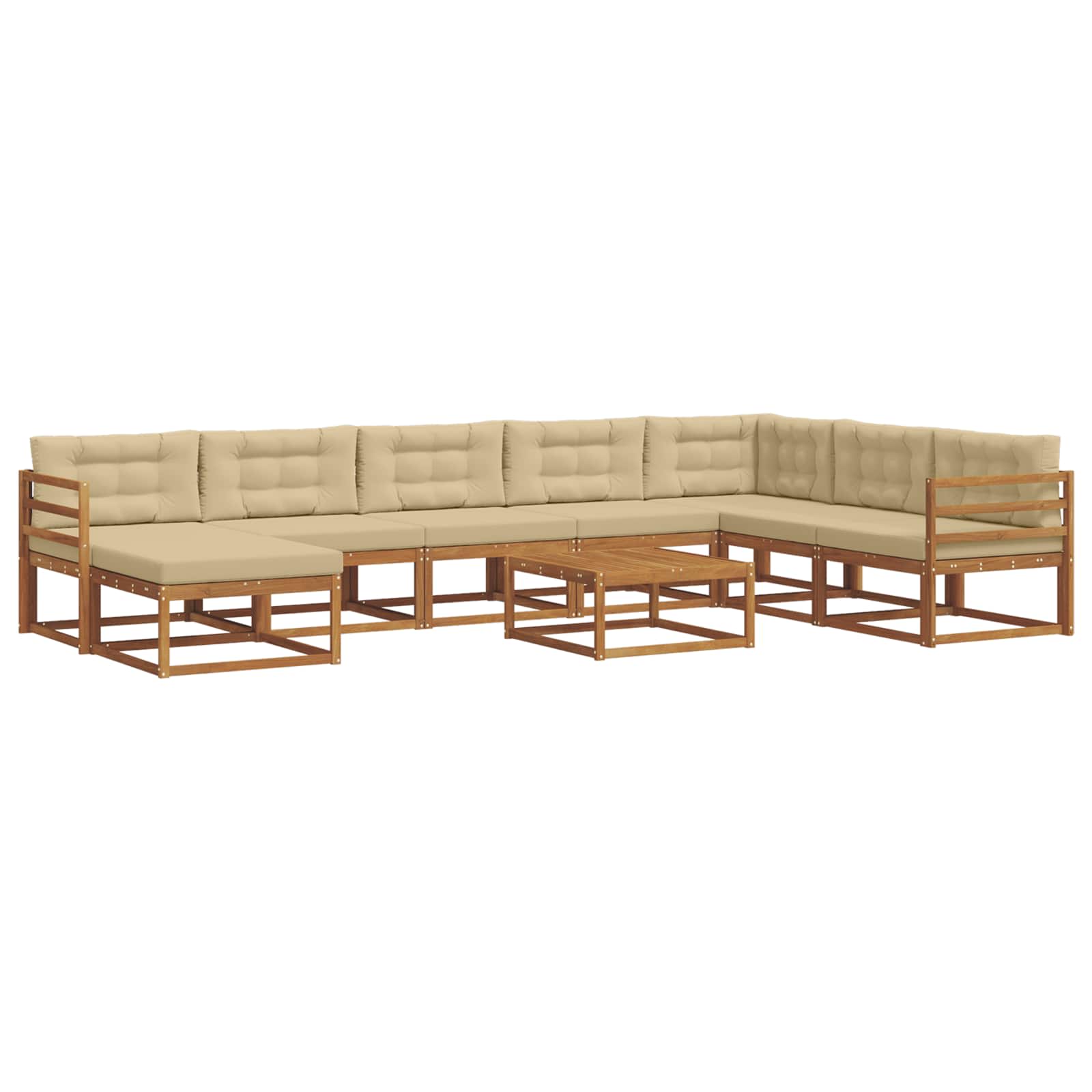 Outdoor-Sofagarnitur mit Kissen 9 pcs Natur und Beige
