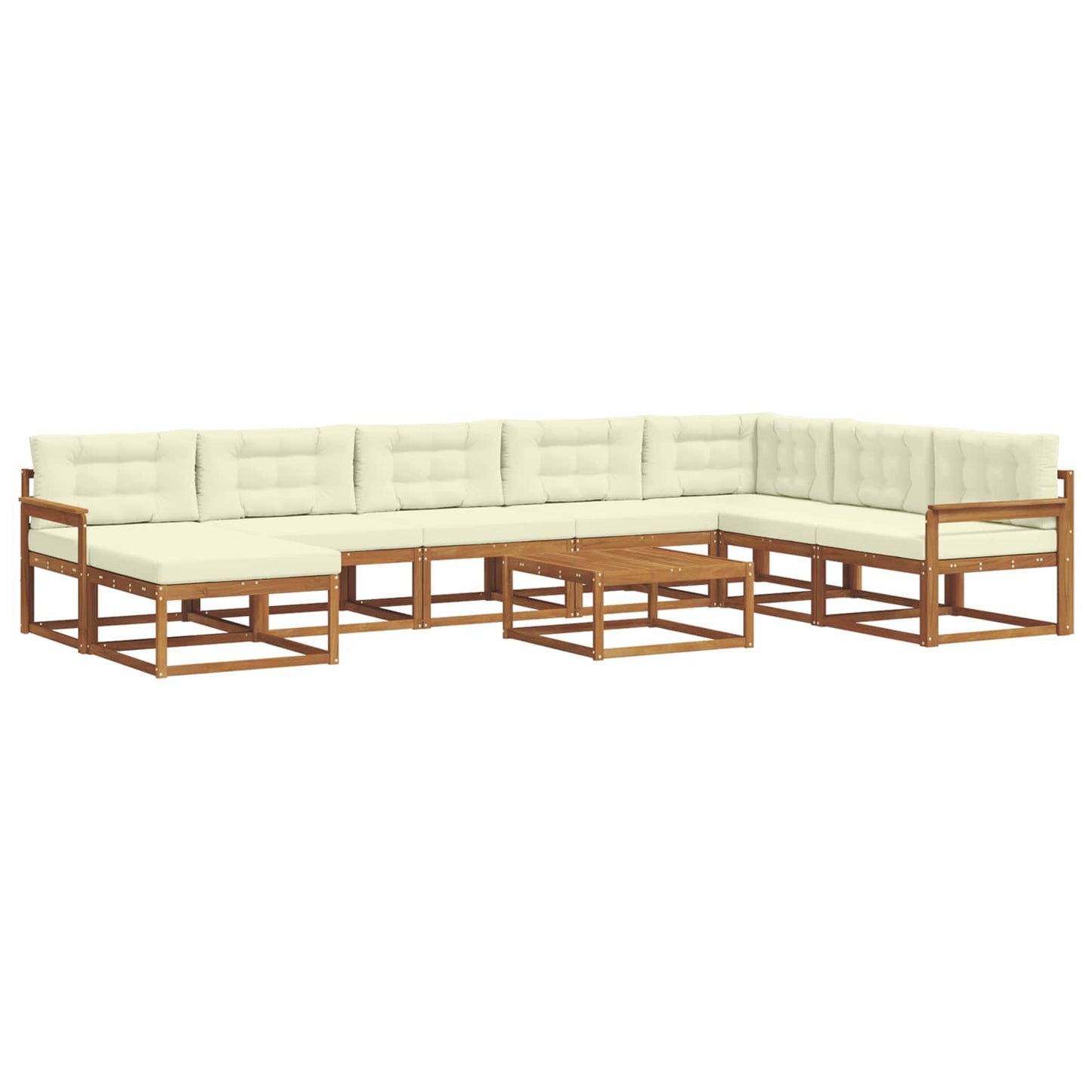Outdoor-Sofagarnitur mit Kissen 9 pcs Natur und Creme