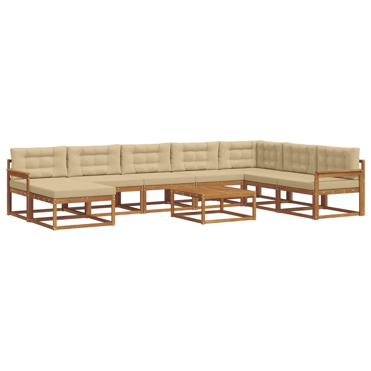 Outdoor-Sofagarnitur mit Kissen 9 pcs Natur und Beige