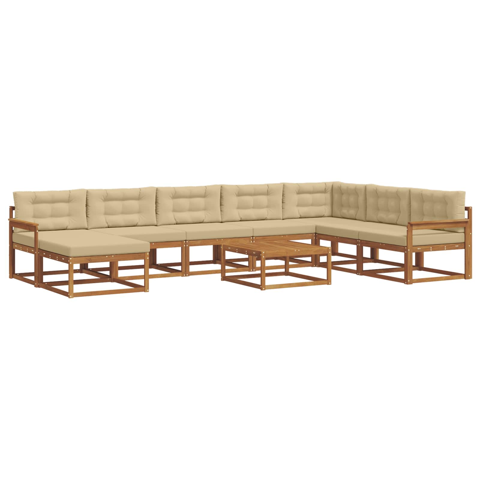 Outdoor-Sofagarnitur mit Kissen 9 pcs Natur und Beige