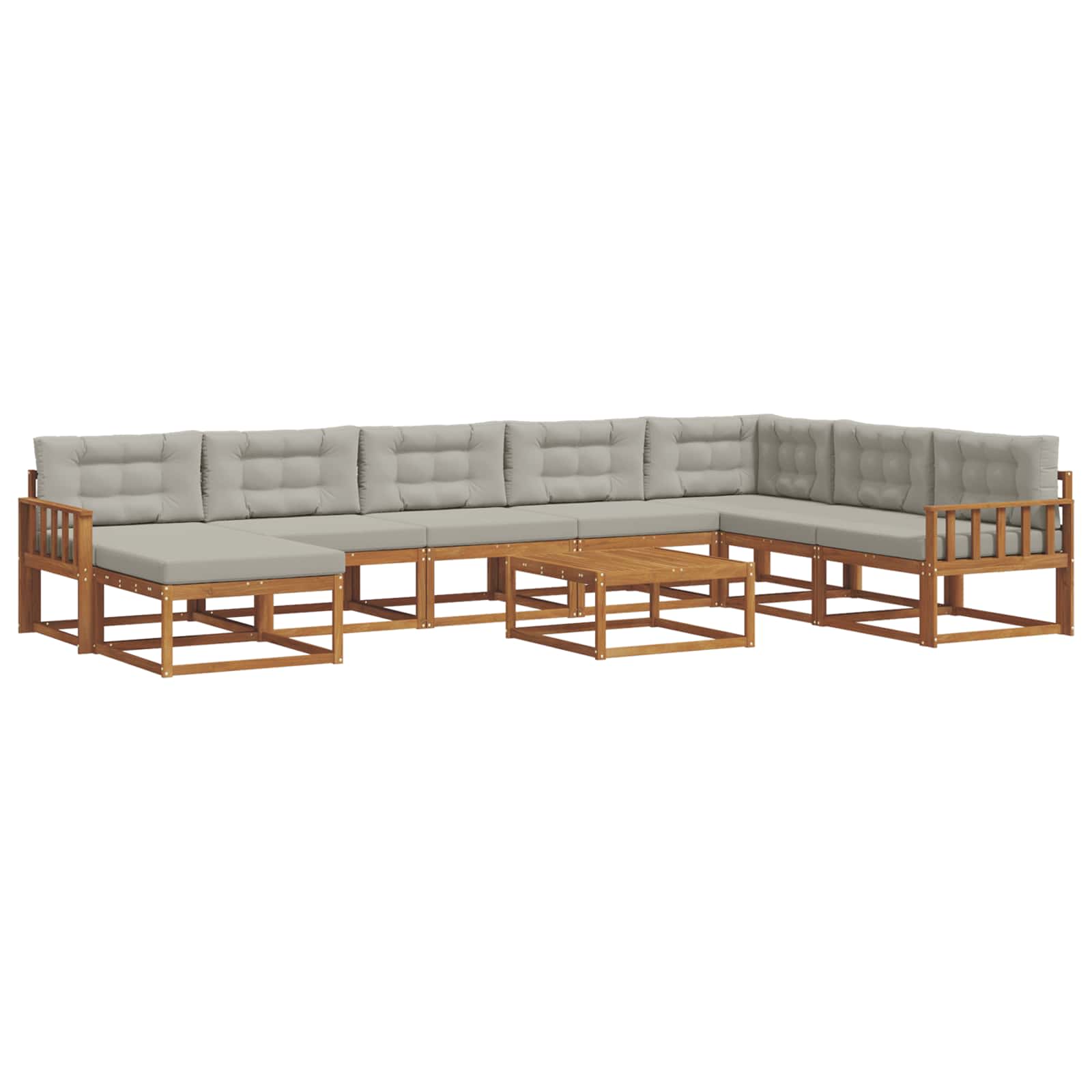Outdoor-Sofagarnitur mit Kissen 9 pcs Natürlich und Hellgrau