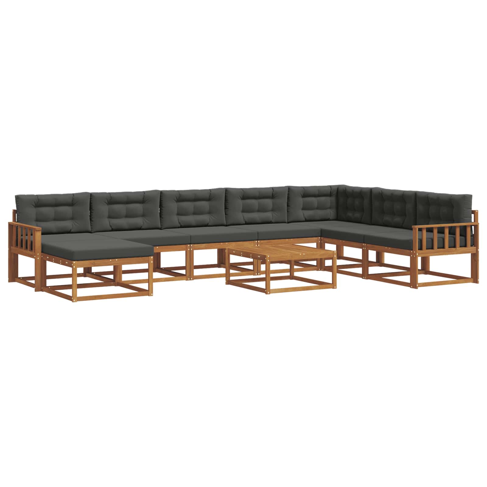 Outdoor-Sofagarnitur mit Kissen 9 pcs Natur und Anthrazit