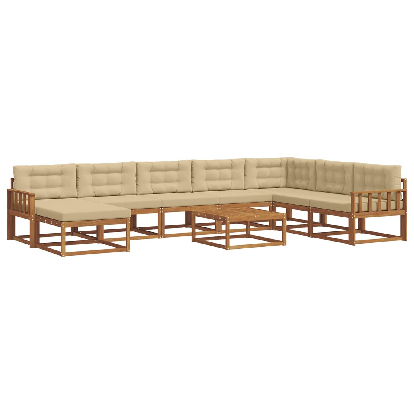 Outdoor-Sofagarnitur mit Kissen 9 pcs Natur und Beige