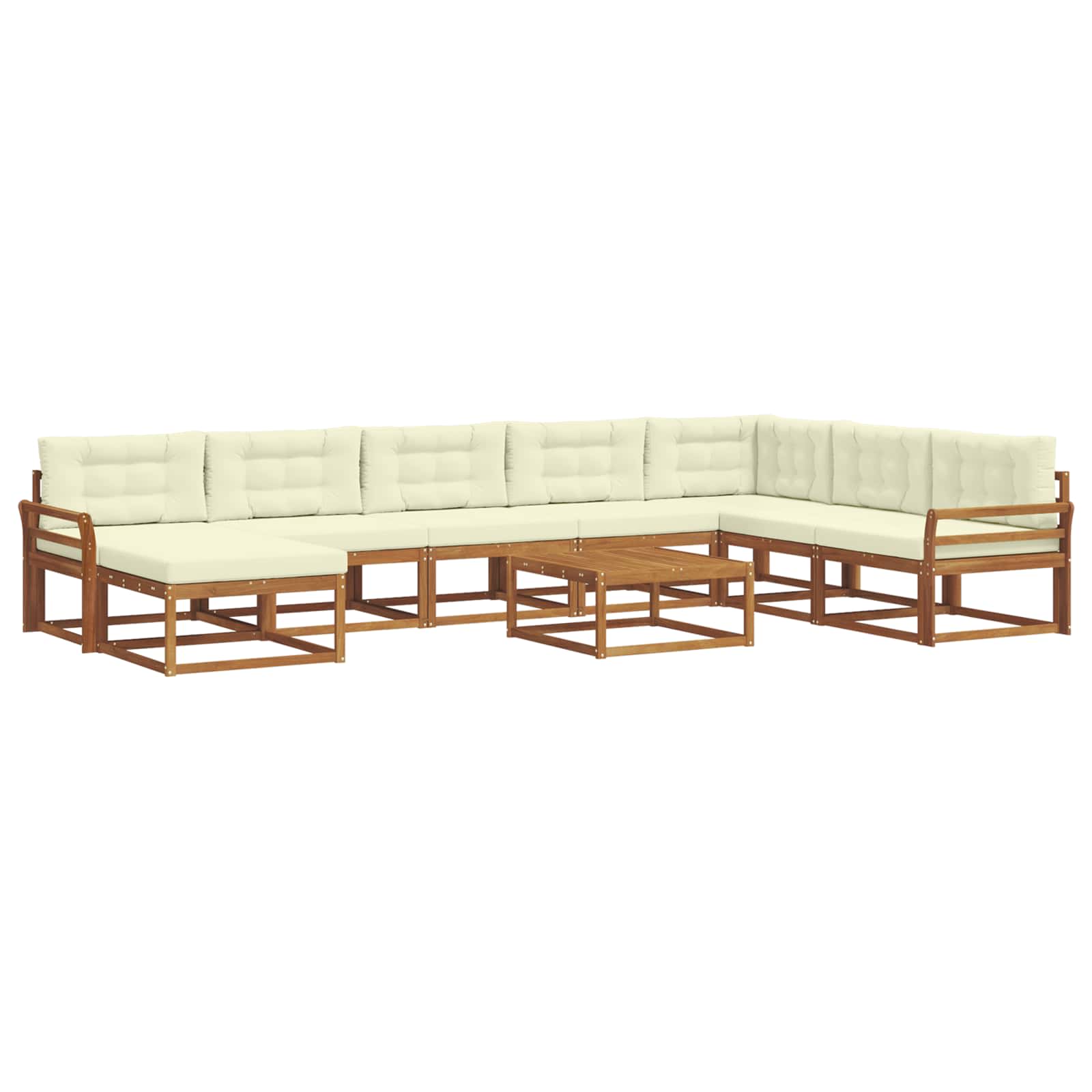 Outdoor-Sofagarnitur mit Kissen 9 pcs Natur und Creme