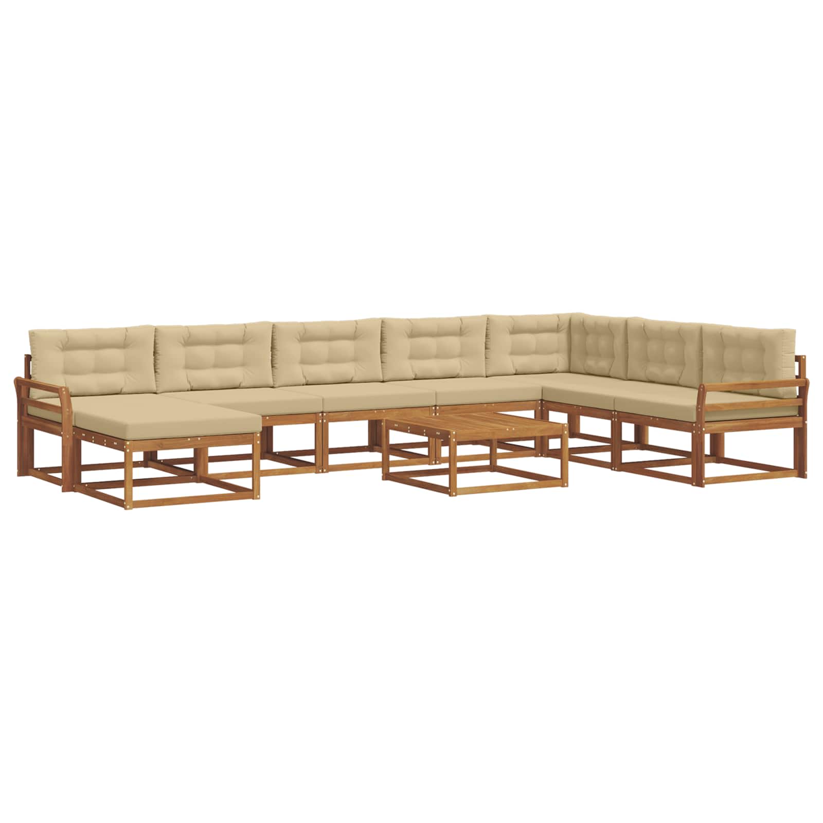 Outdoor-Sofagarnitur mit Kissen 9 pcs Natur und Beige