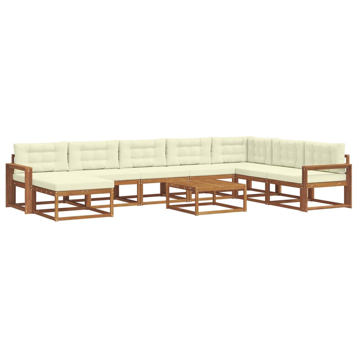 Outdoor-Sofagarnitur mit Kissen 9 pcs Natur und Creme