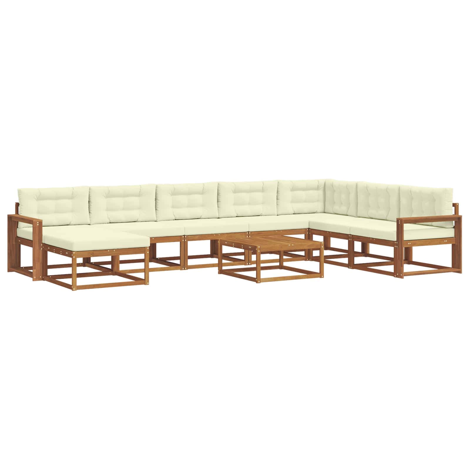 Outdoor-Sofagarnitur mit Kissen 9 pcs Natur und Creme