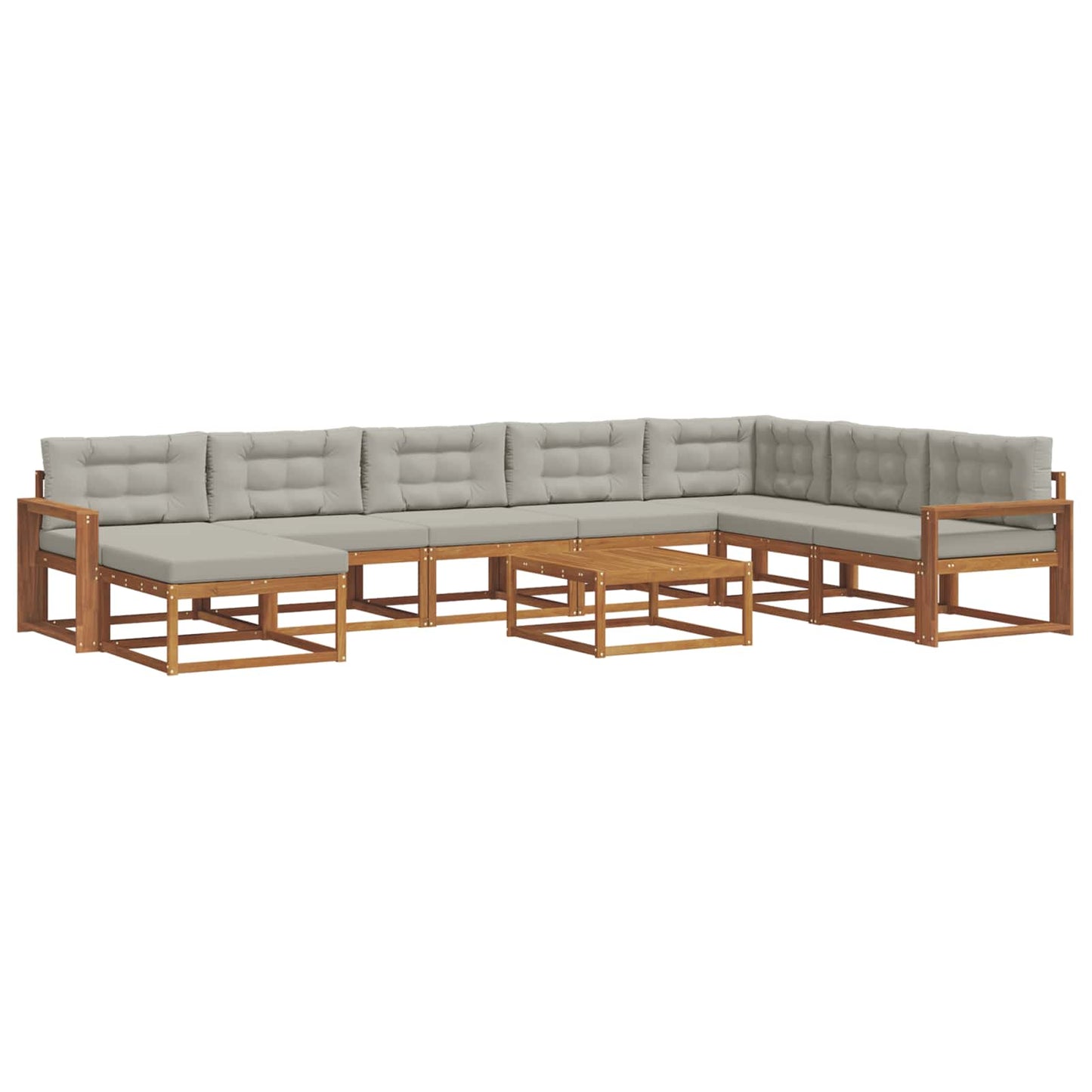 Outdoor-Sofagarnitur mit Kissen 9 pcs Natürlich und Hellgrau