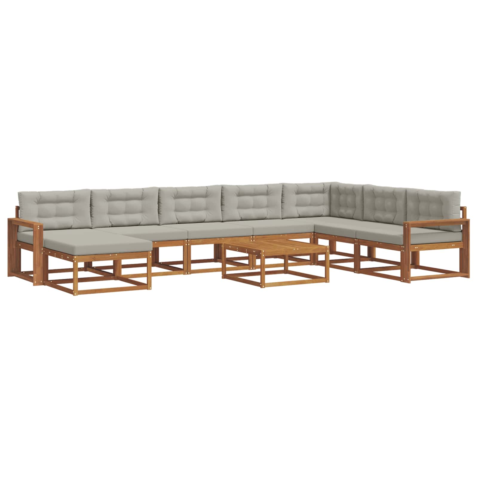 Outdoor-Sofagarnitur mit Kissen 9 pcs Natürlich und Hellgrau