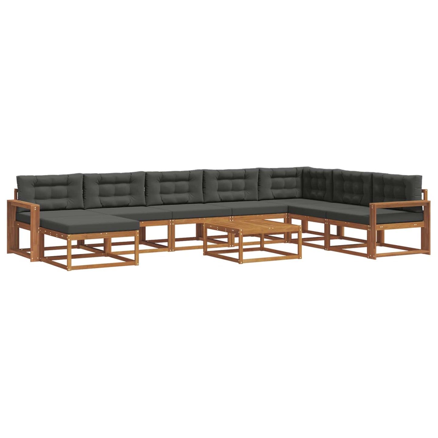 Outdoor-Sofagarnitur mit Kissen 9 pcs Natur und Anthrazit