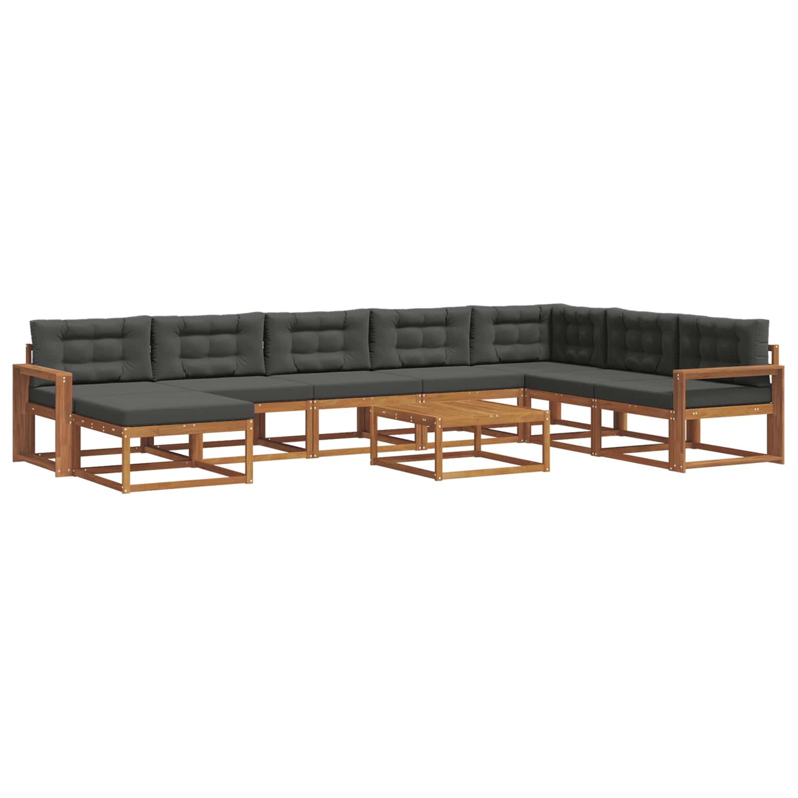 Outdoor-Sofagarnitur mit Kissen 9 pcs Natur und Anthrazit