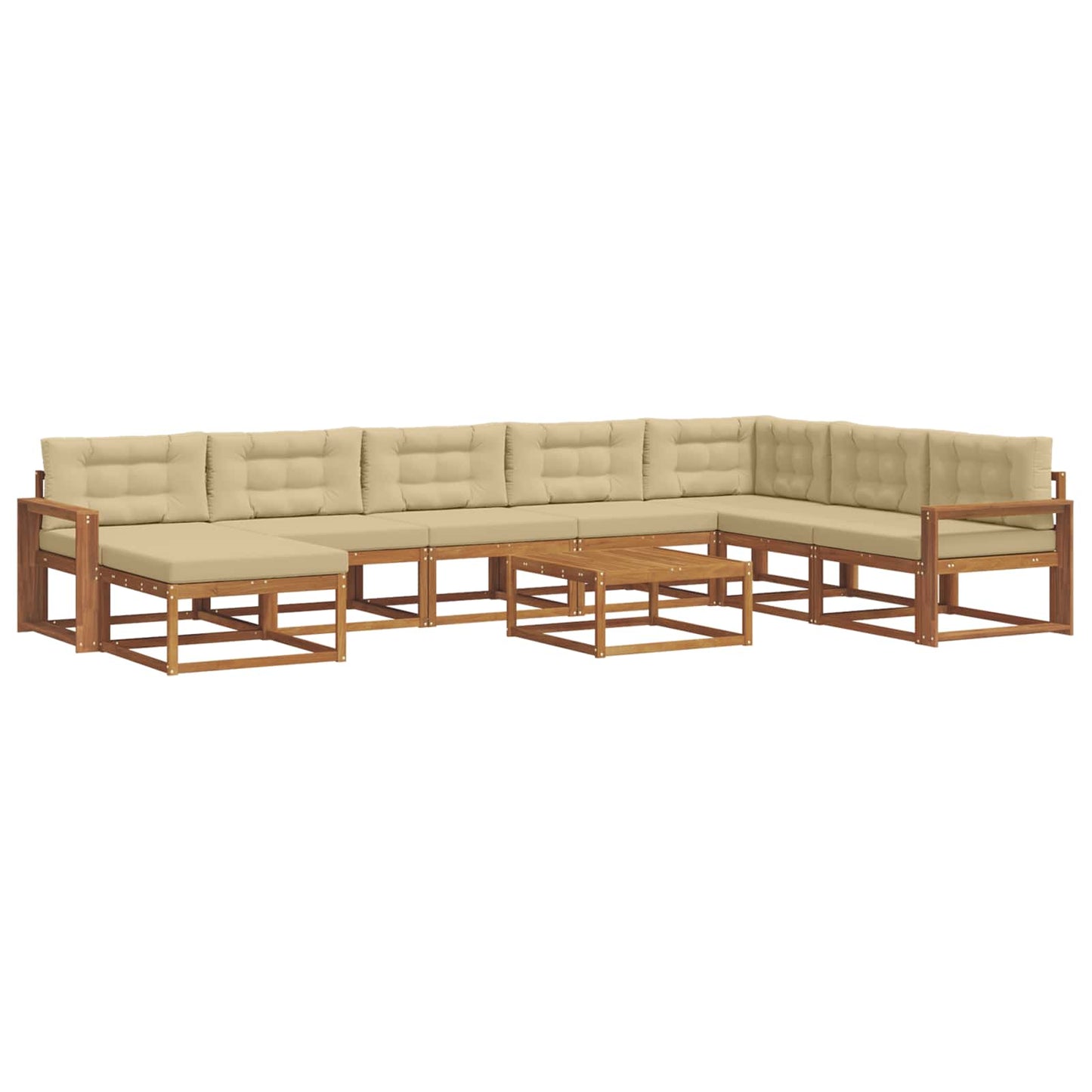 Outdoor-Sofagarnitur mit Kissen 9 pcs Natur und Beige