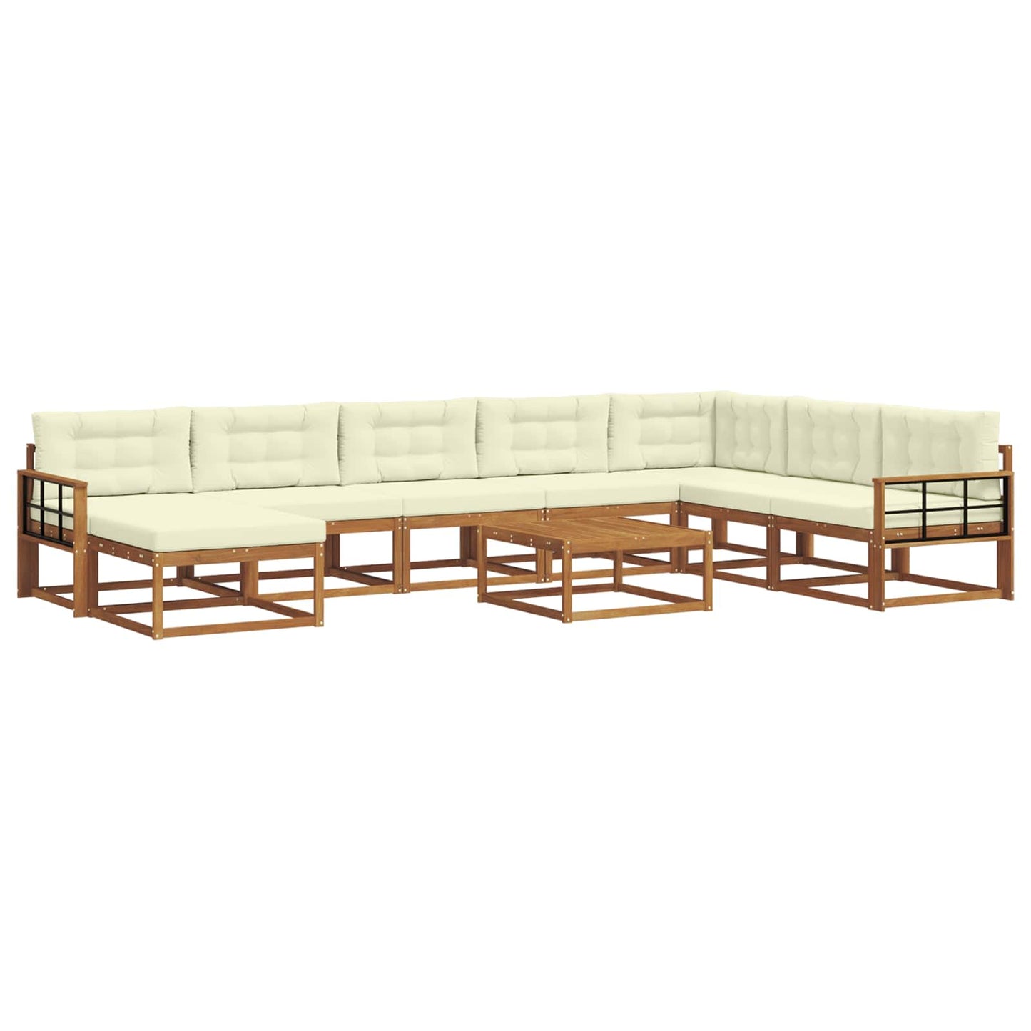Outdoor-Sofagarnitur mit Kissen 9 pcs Natur und Creme