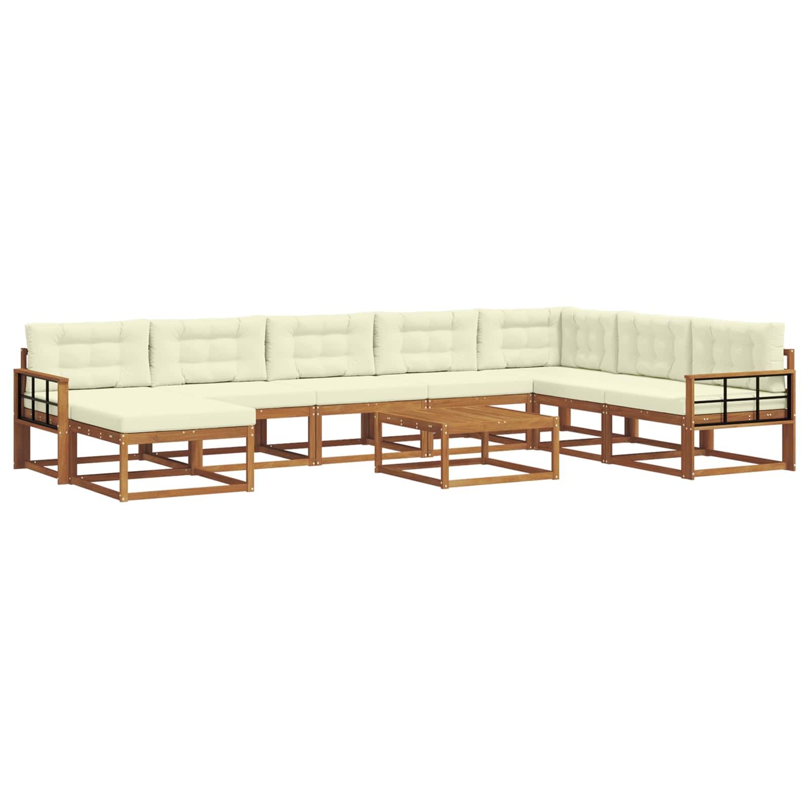 Outdoor-Sofagarnitur mit Kissen 9 pcs Natur und Creme