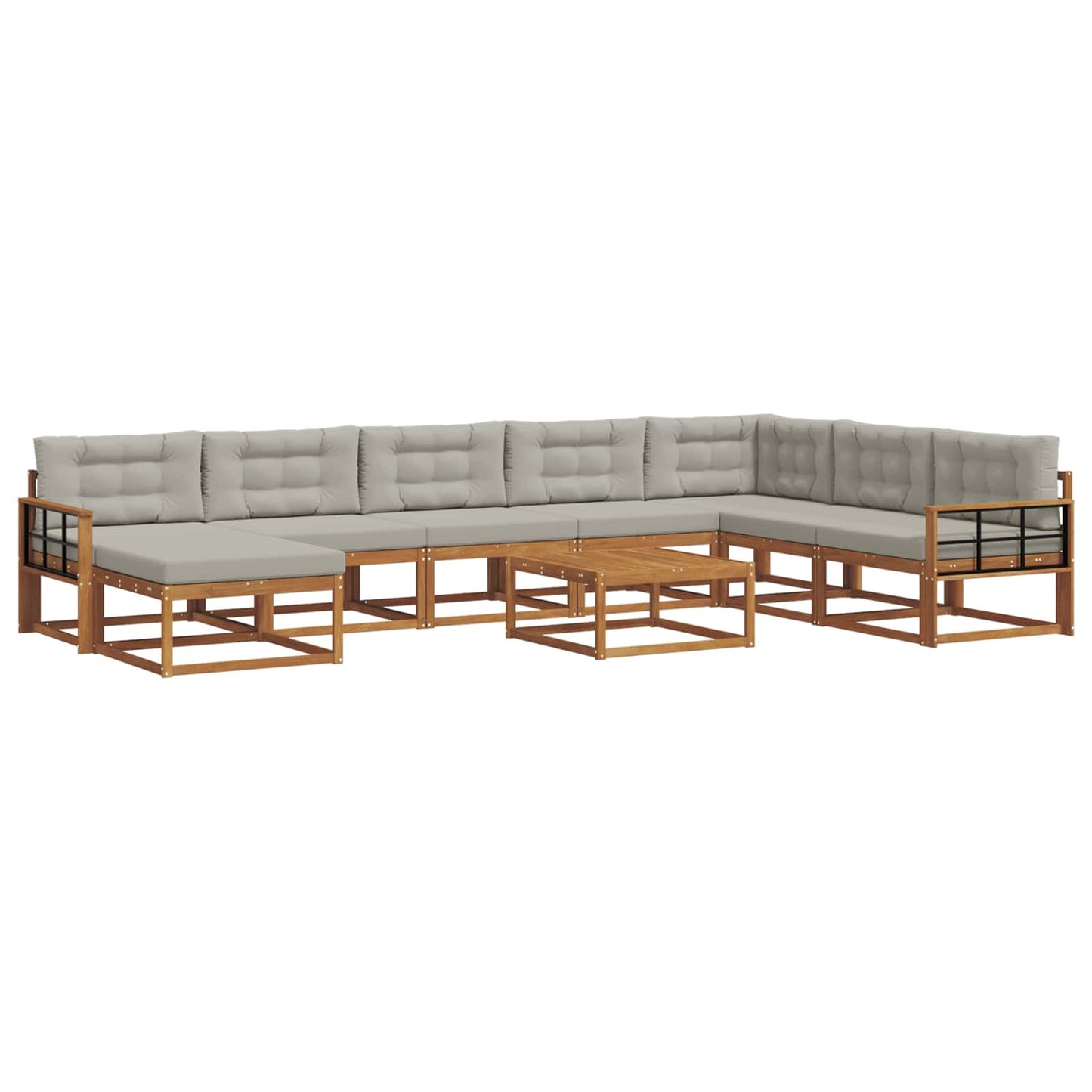 Outdoor-Sofagarnitur mit Kissen 9 pcs Natürlich und Hellgrau